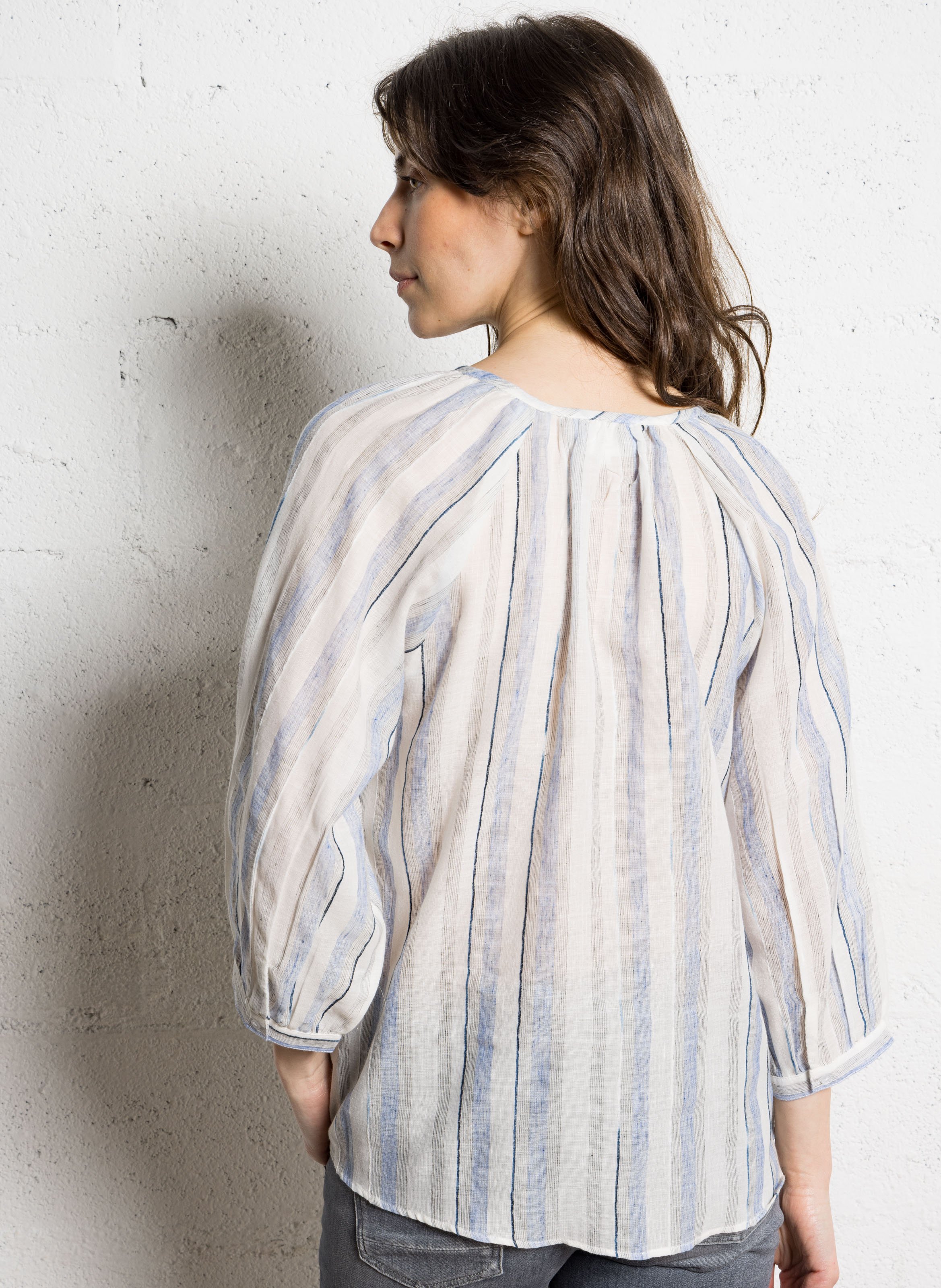 Blouse ample rayée en coton SUD EXPRESS Blanc