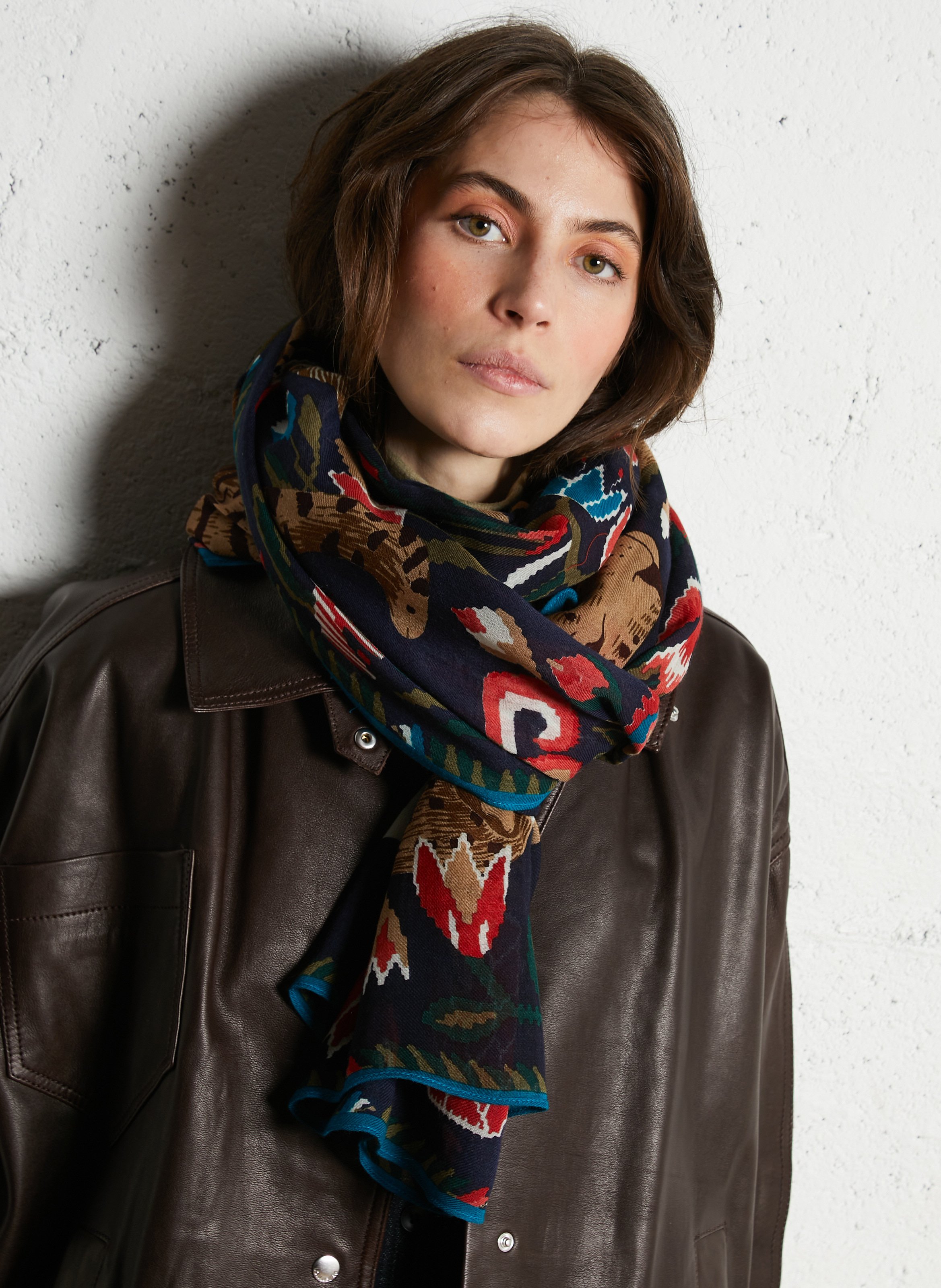 Printed floaty wool scarf INOUI EDITIONS Multicolored