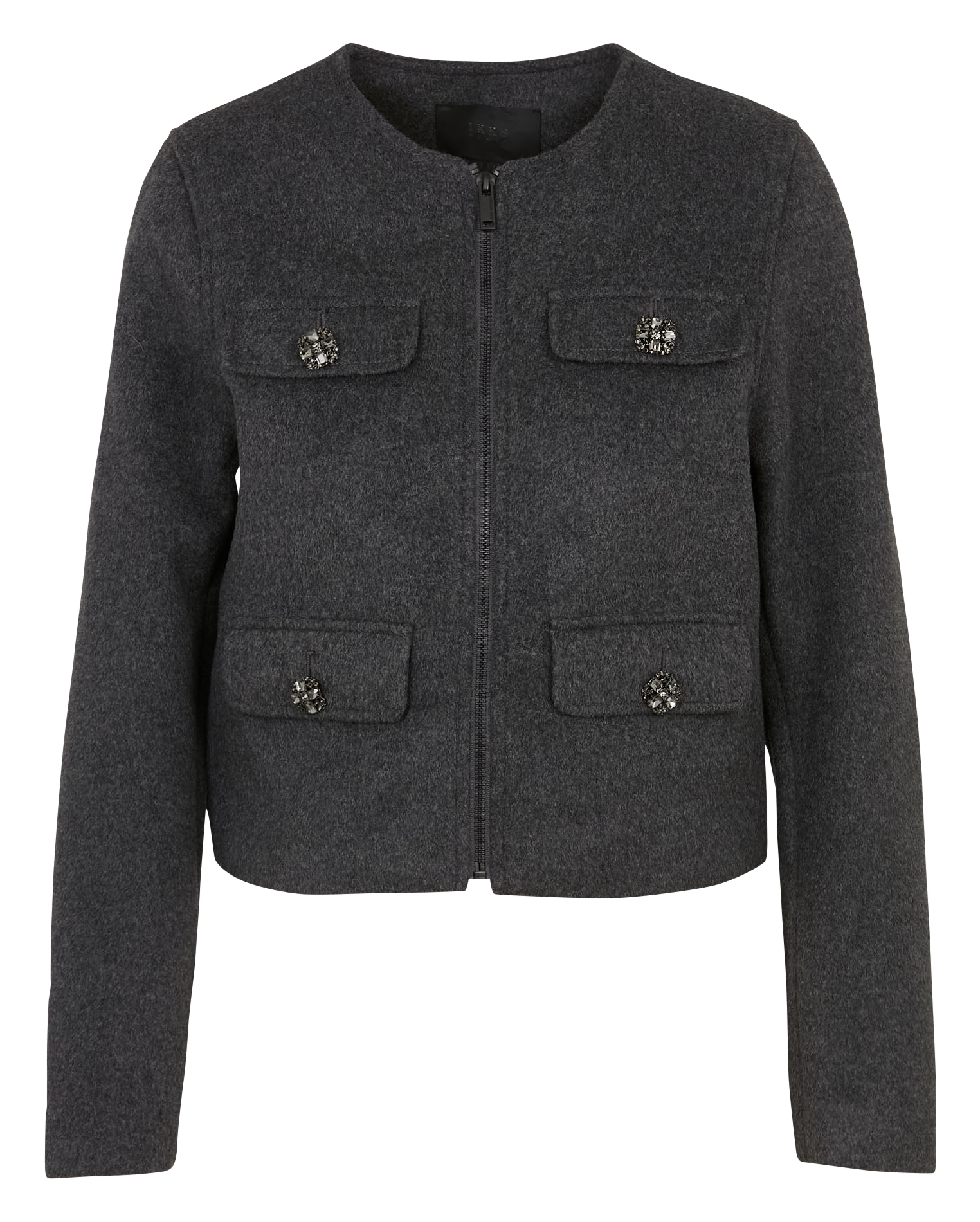 Round-neck wool-blend jacket IKKS Grey