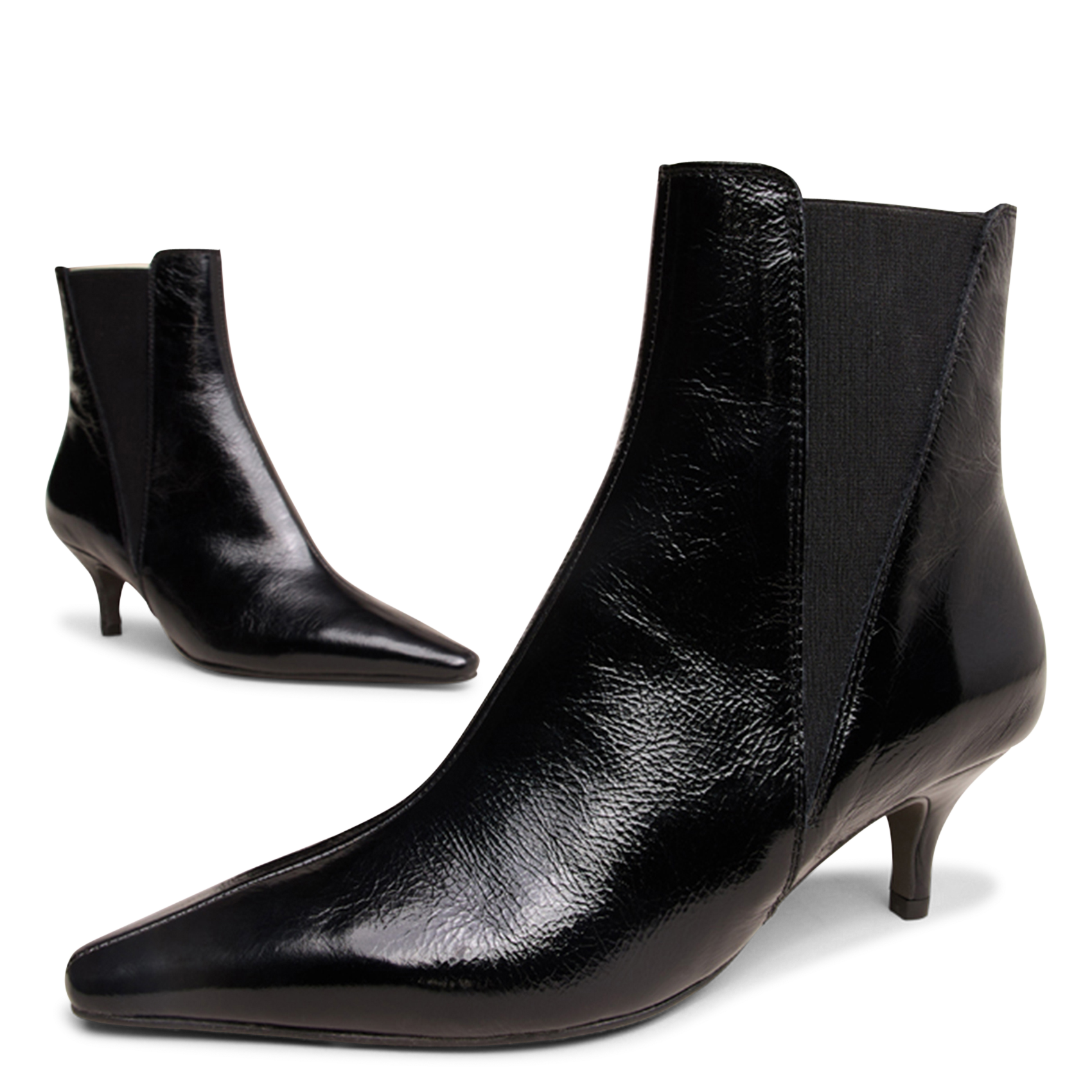 Bottines en cuir Noir