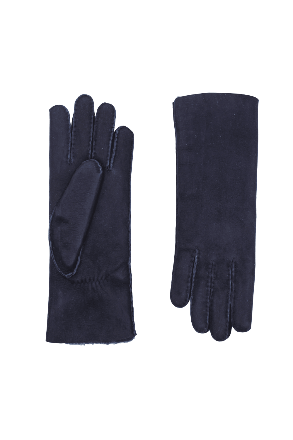 Denise leather shearling gloves AGNELLE Blue