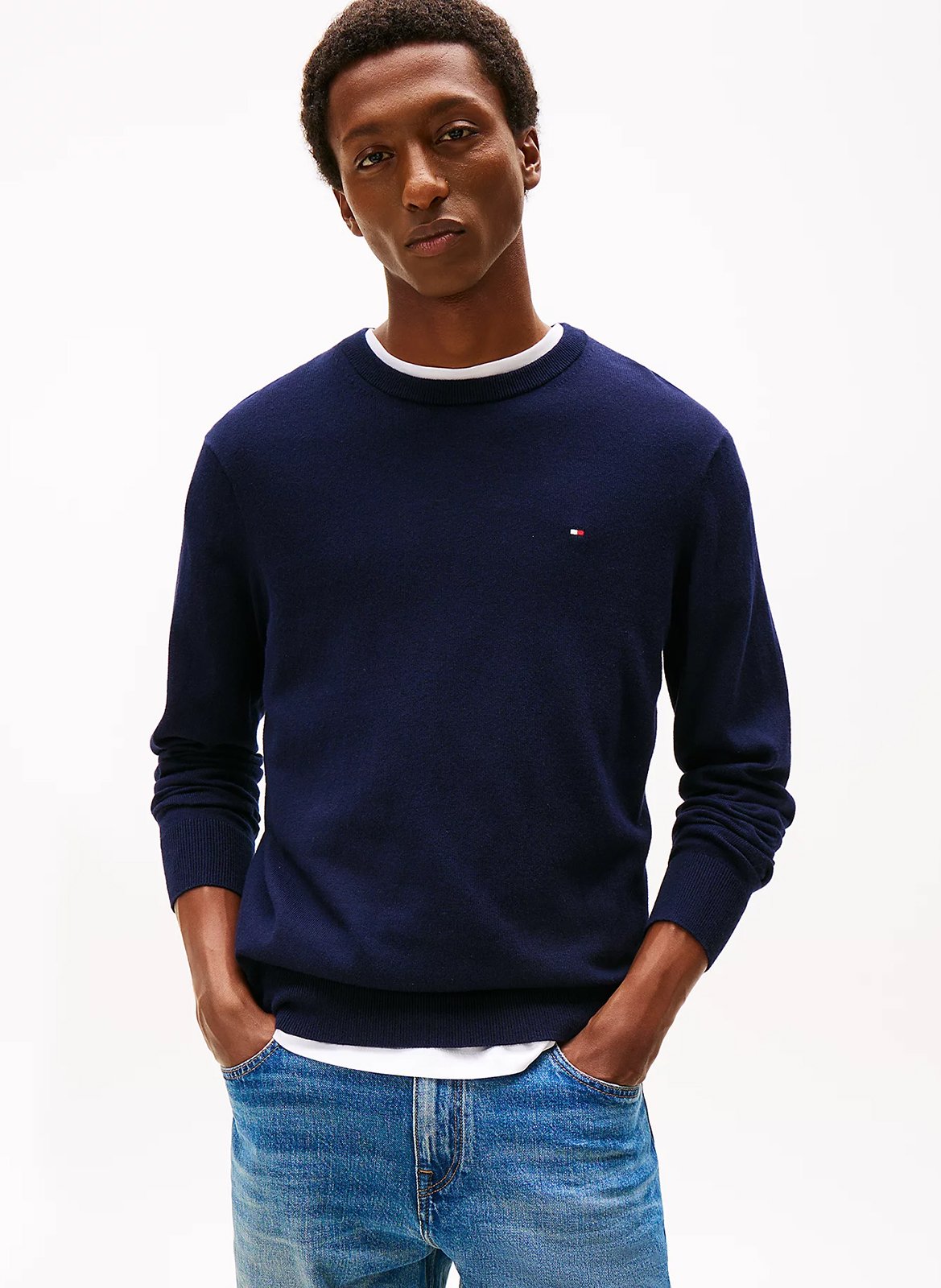 Gebreide trui met ronde hals - katoenblend TOMMY HILFIGER