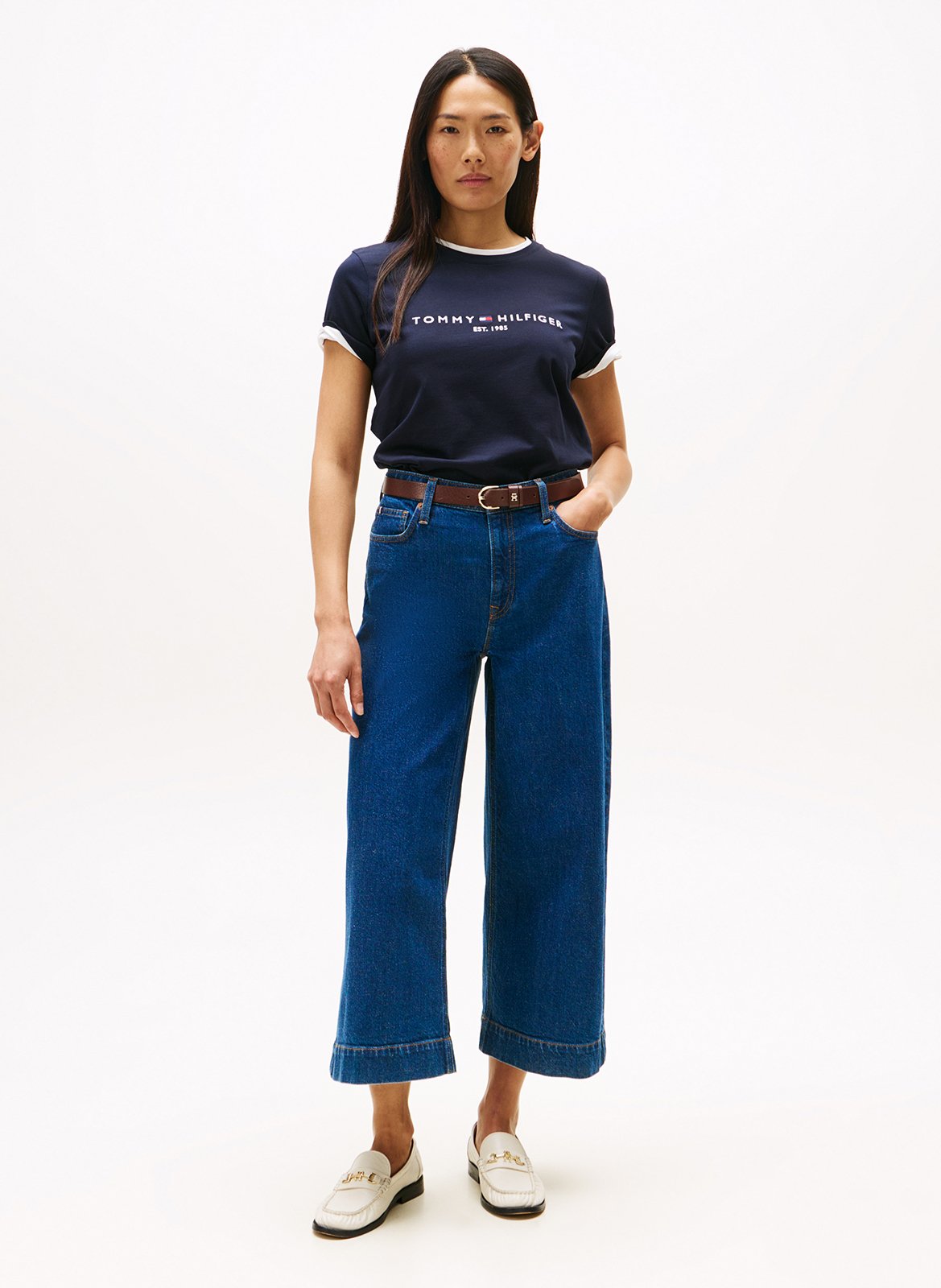 Tee-shirt col rond brodé en coton bio TOMMY HILFIGER Bleu