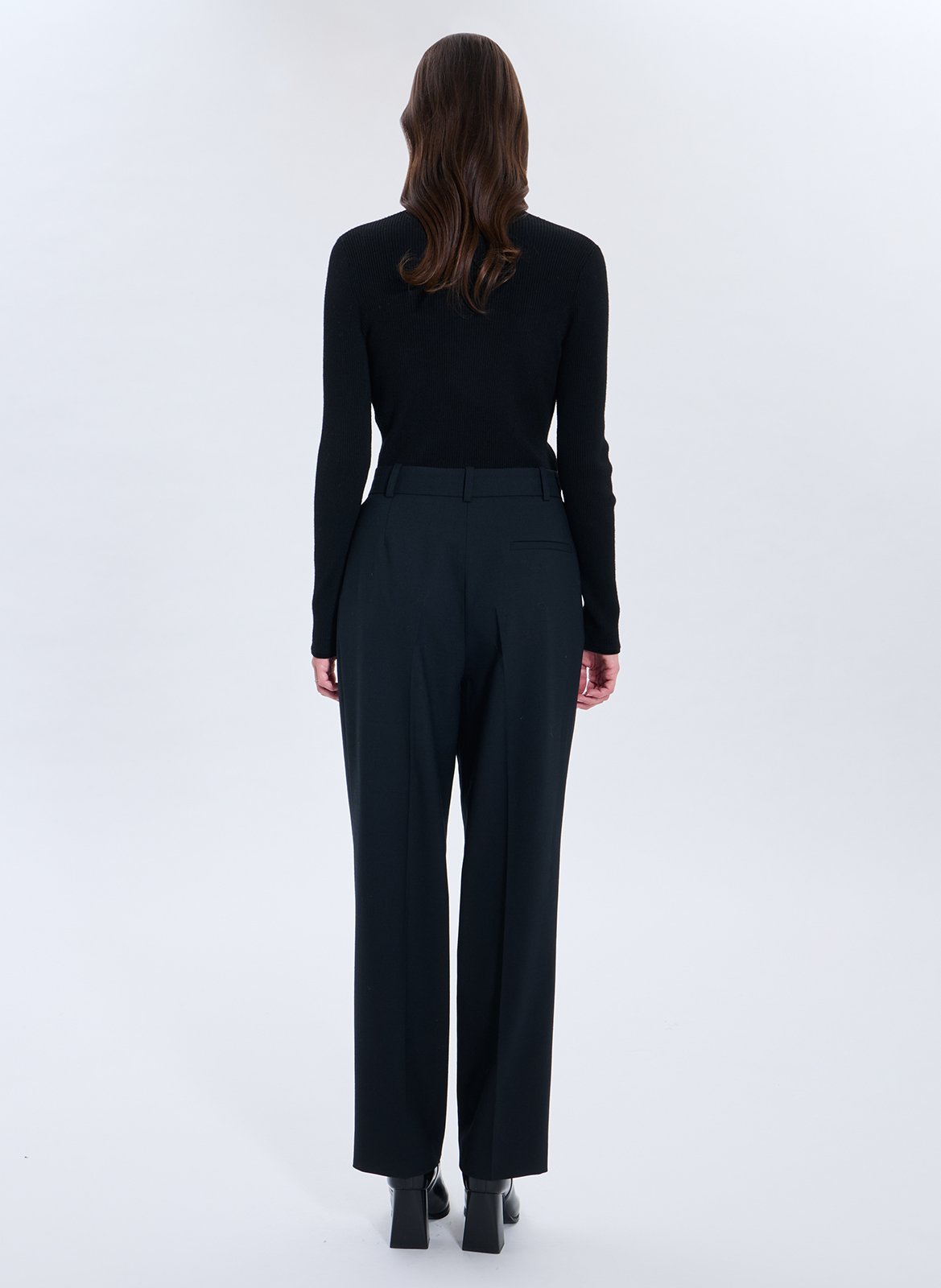 Pantalon droit à pinces taille haute ZAPA Noir