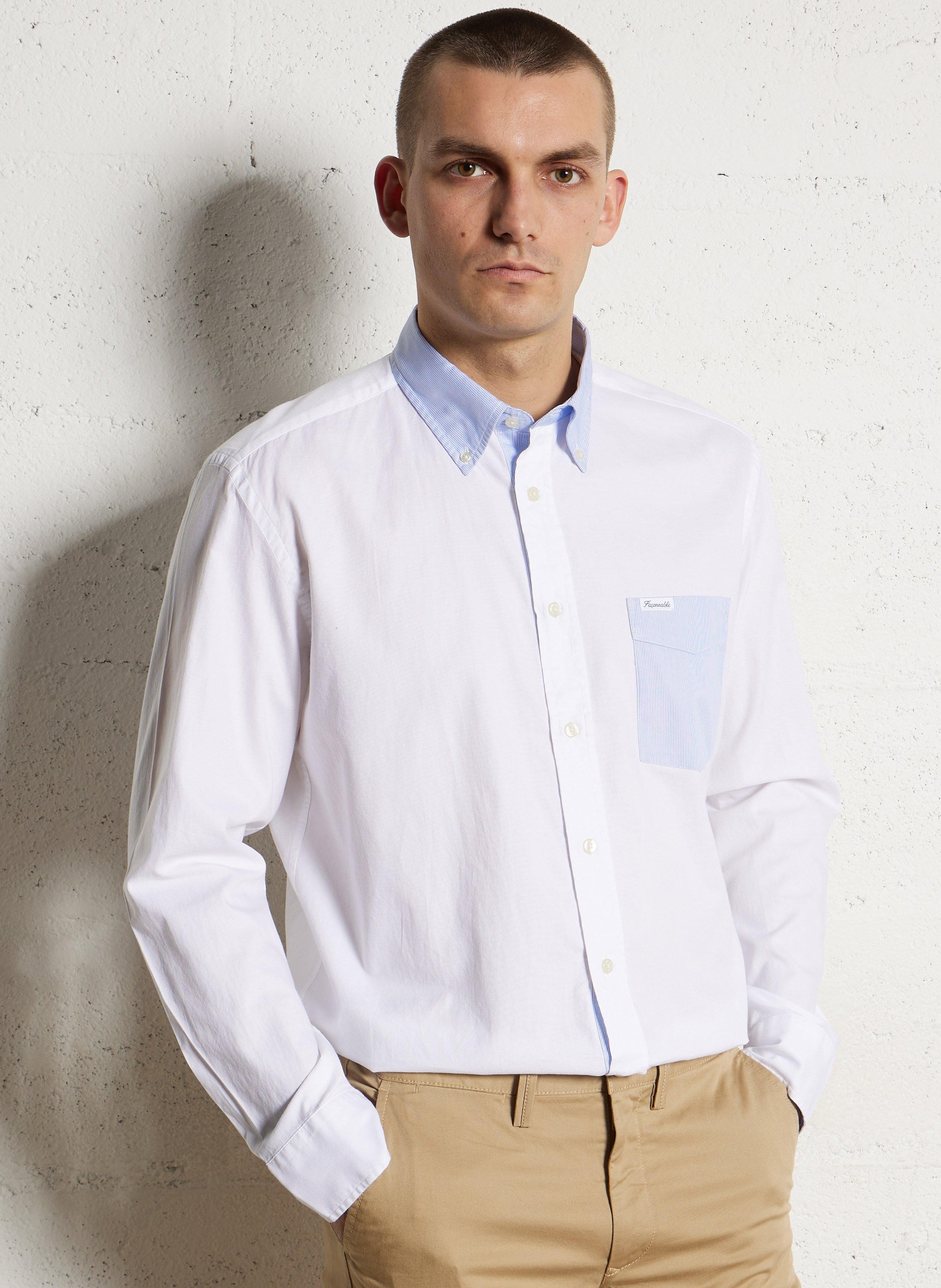 Chemise droite en coton FACONNABLE Blanc