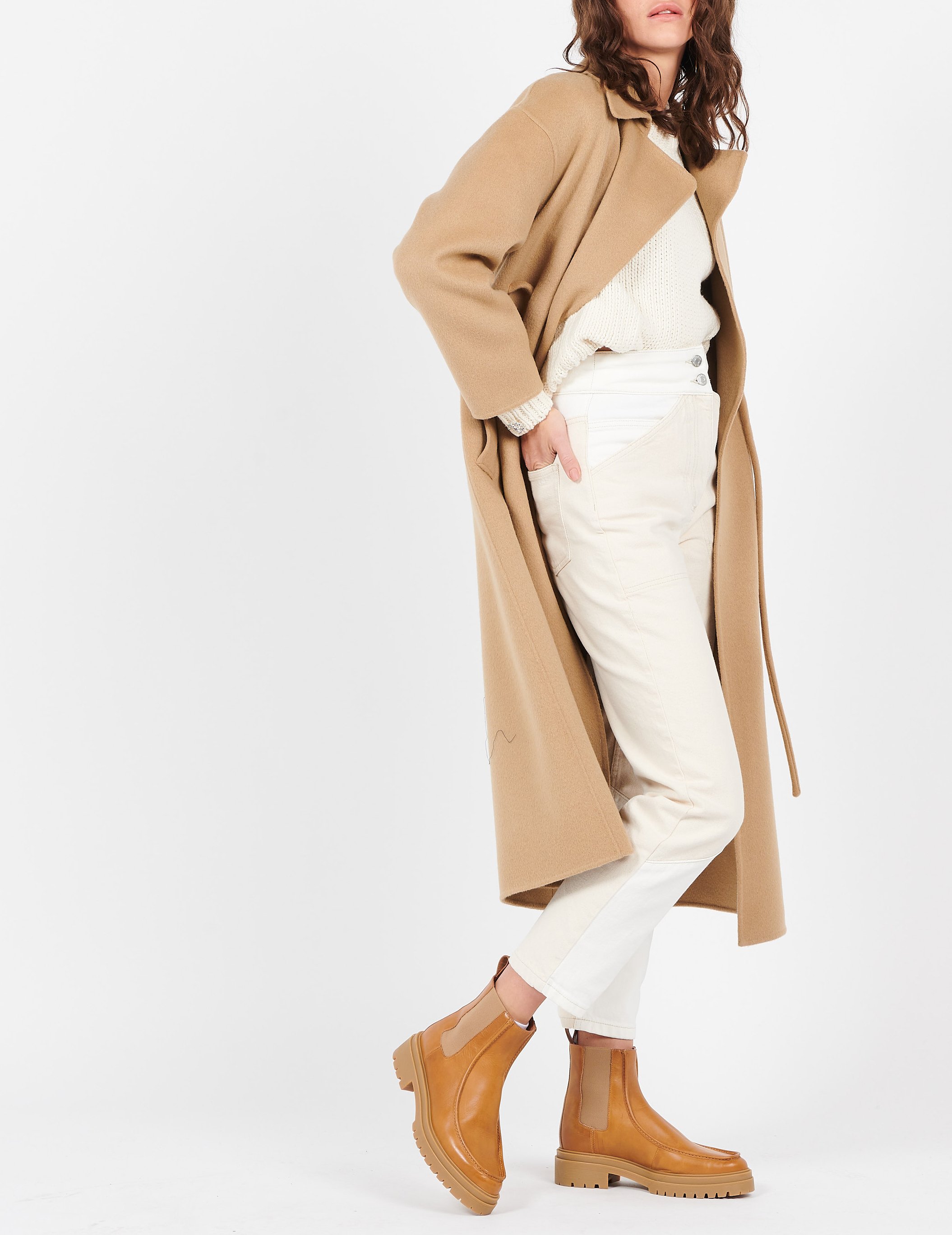 Long coat with asymmetric collar BA&amp;SH Brown