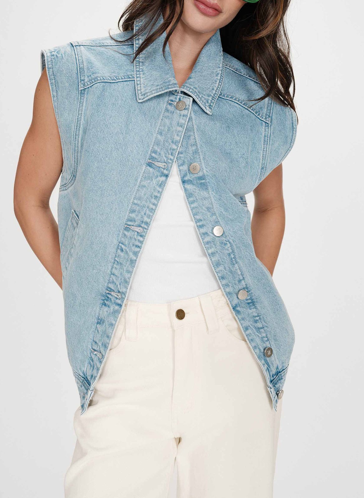 Veste oversize sans manches en denim GRACE ET MILA Bleu