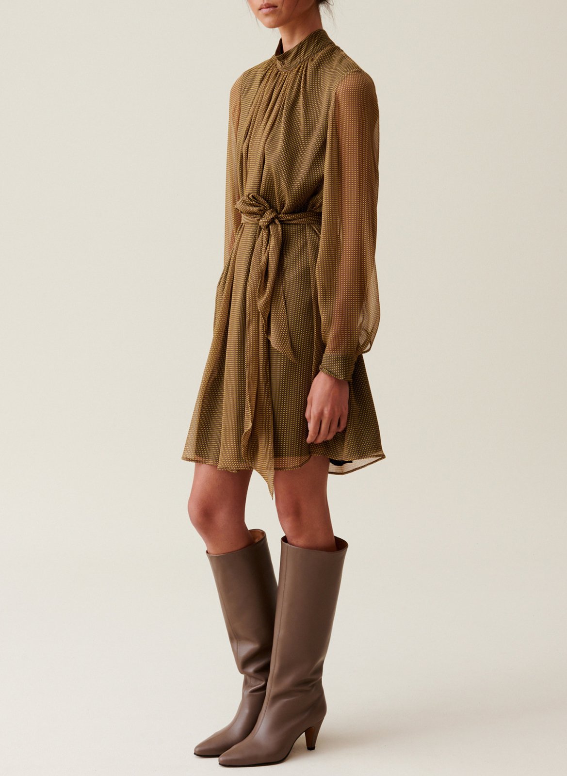 Robe courte col lavallière  CLAUDIE PIERLOT Jaune