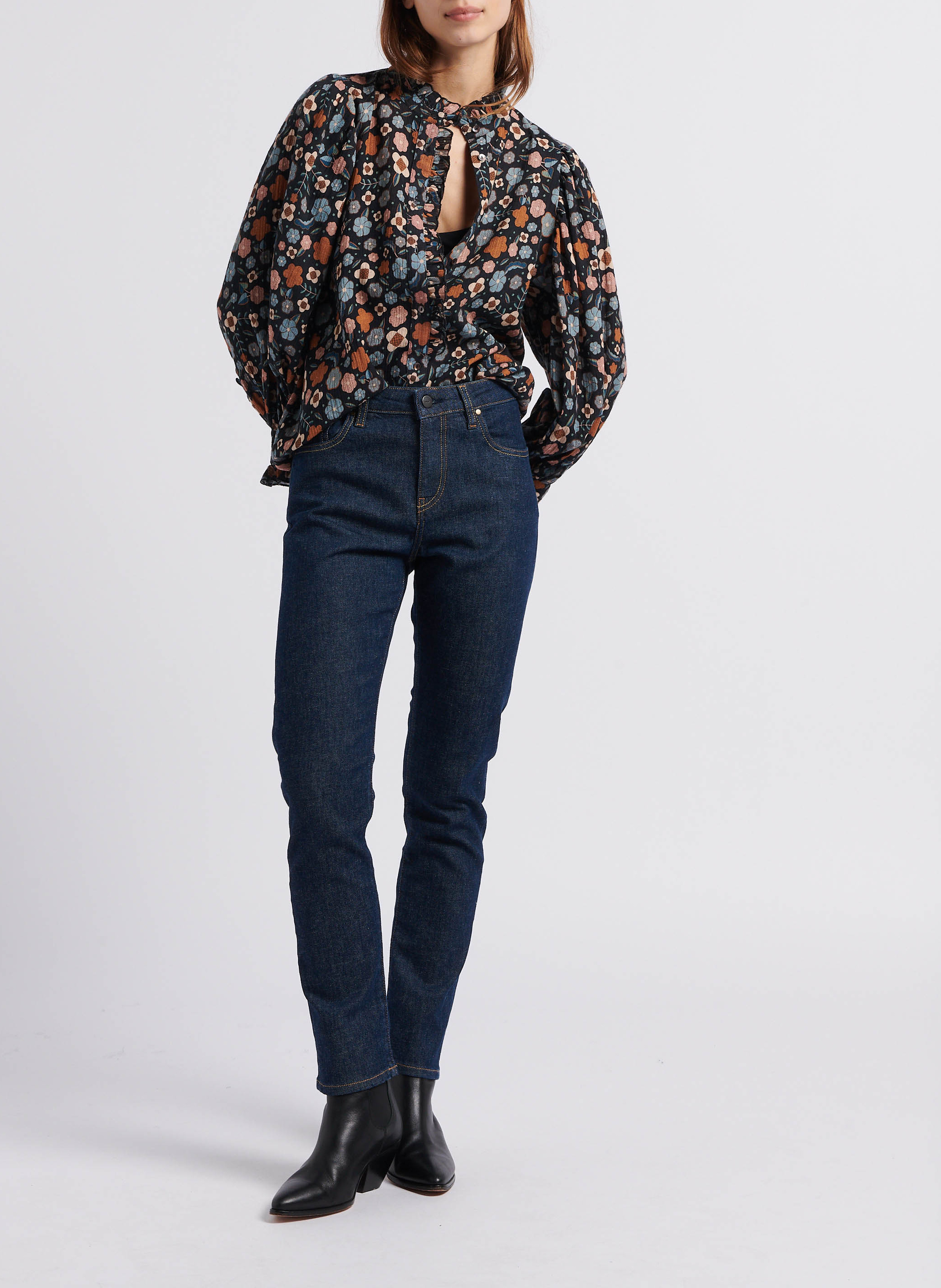 Slim-fit jeans met hoge taille ACQUAVERDE Blauw