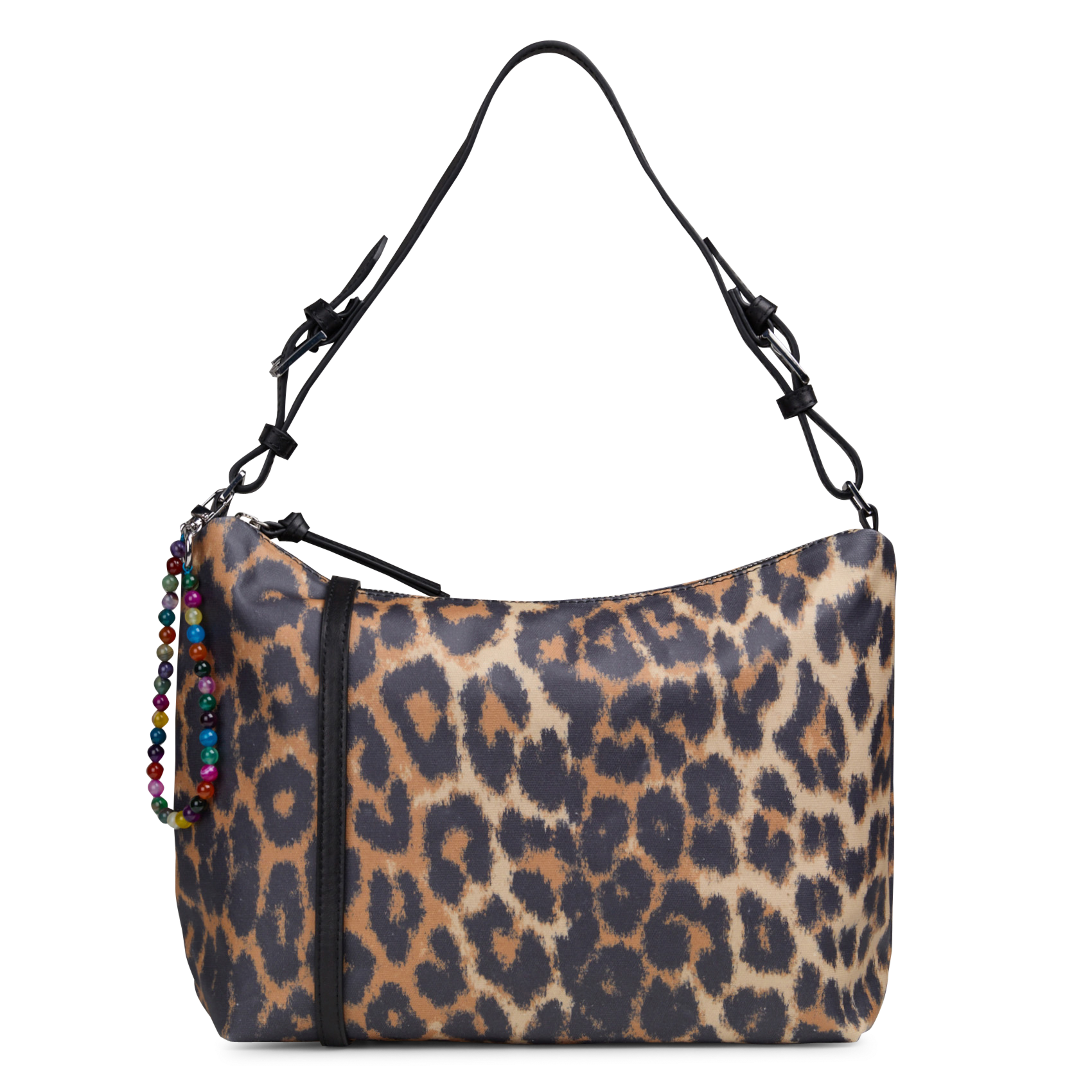 Schoudertas met luipaardprint van katoen BECKSONDERGAARD Zwart