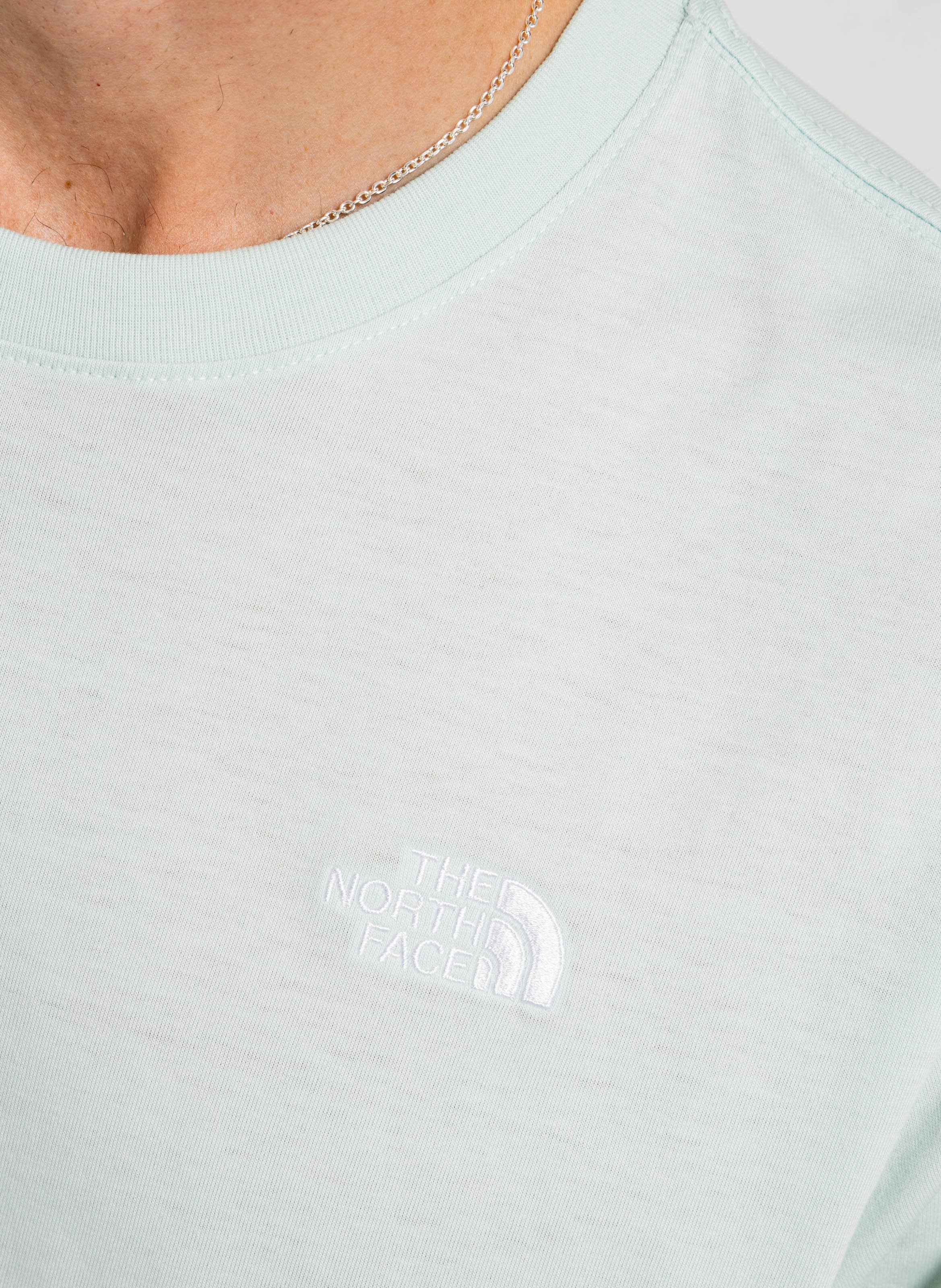 Staright embroidered round-neck cotton T-shirt THE NORTH FACE Blue