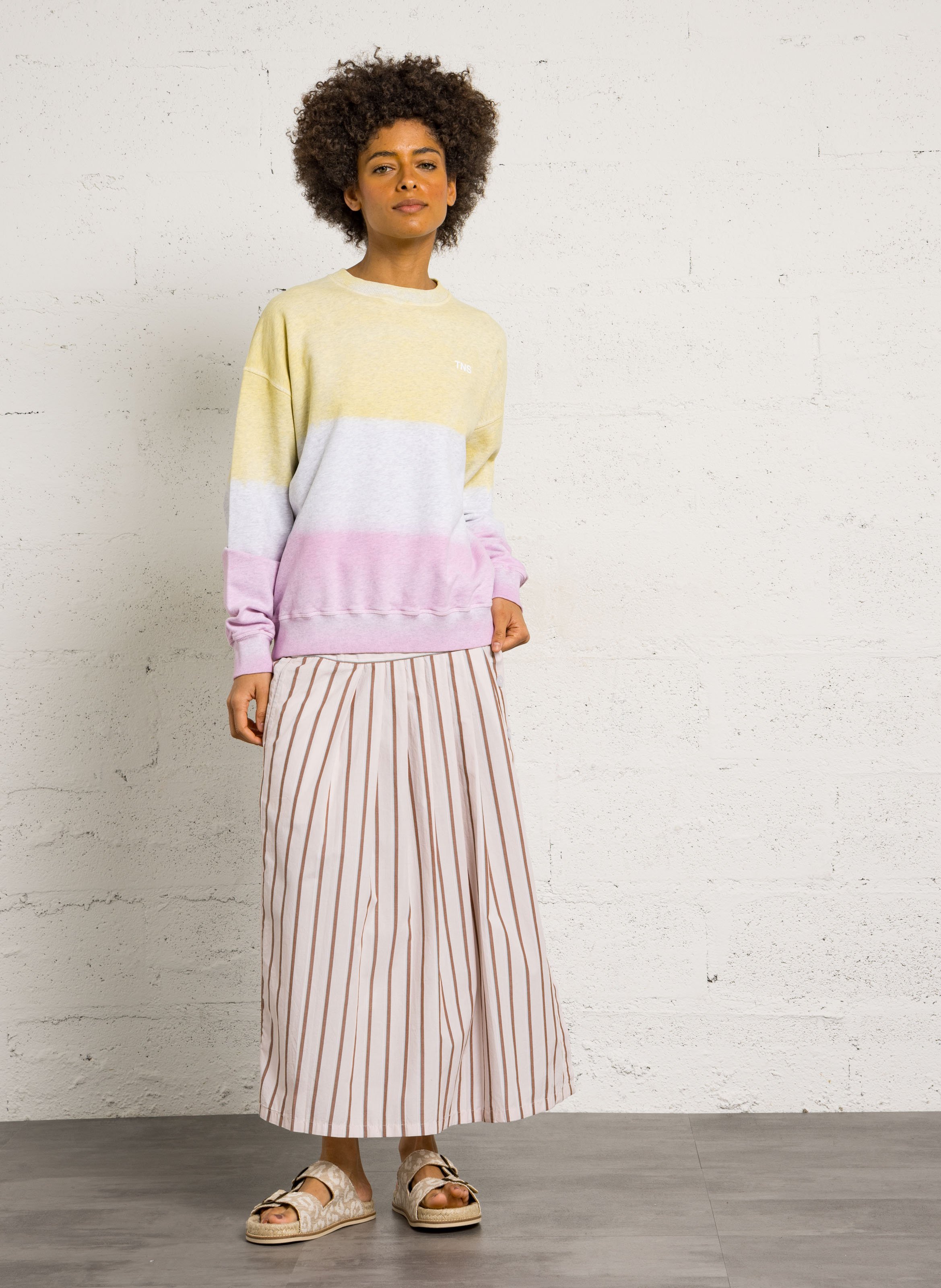Oversized cotton sweatshirt with round neck THE NEW SOCIETY Multicolored