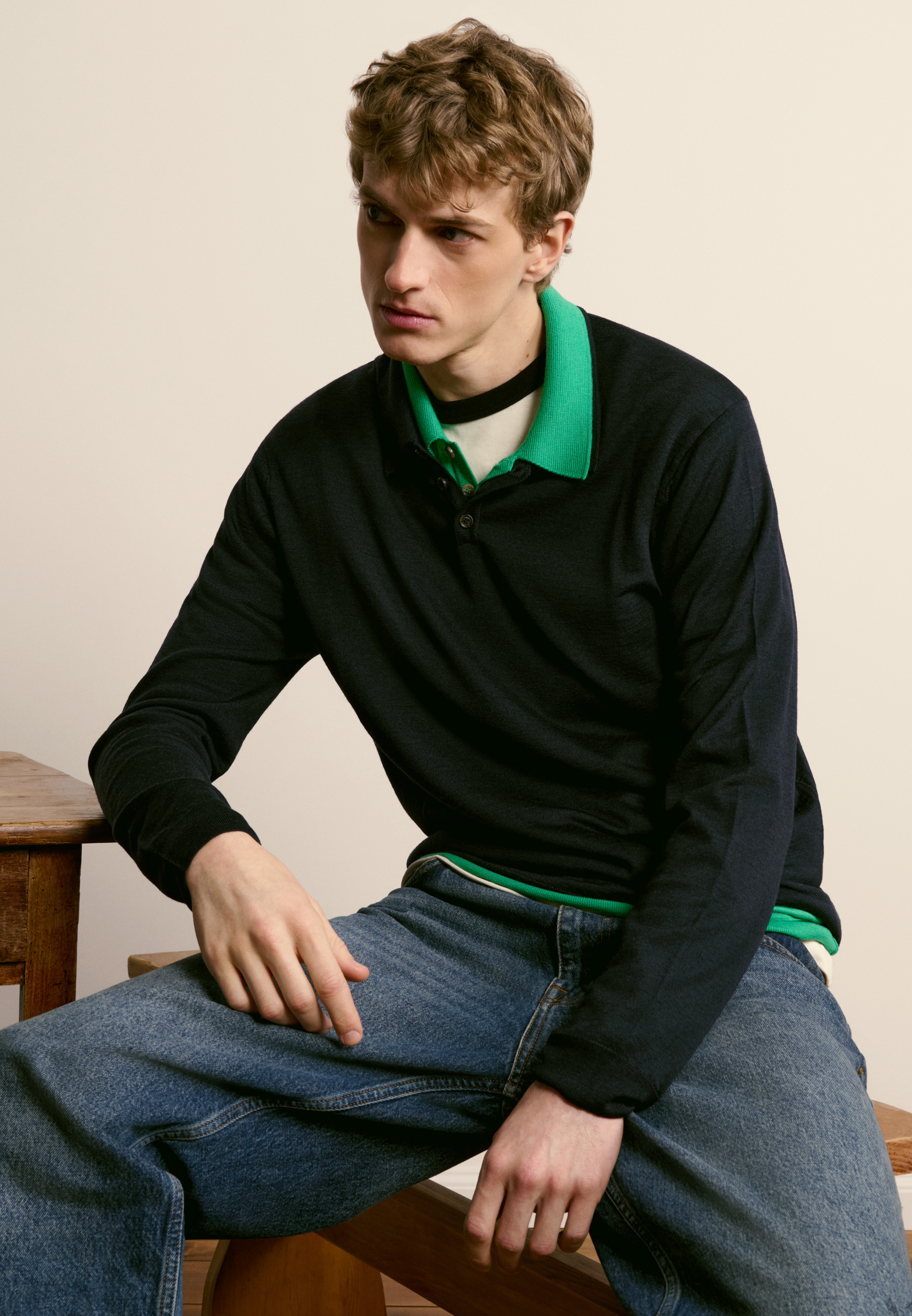 Wool and silk polo neck sweater MAISON MONTAGUT