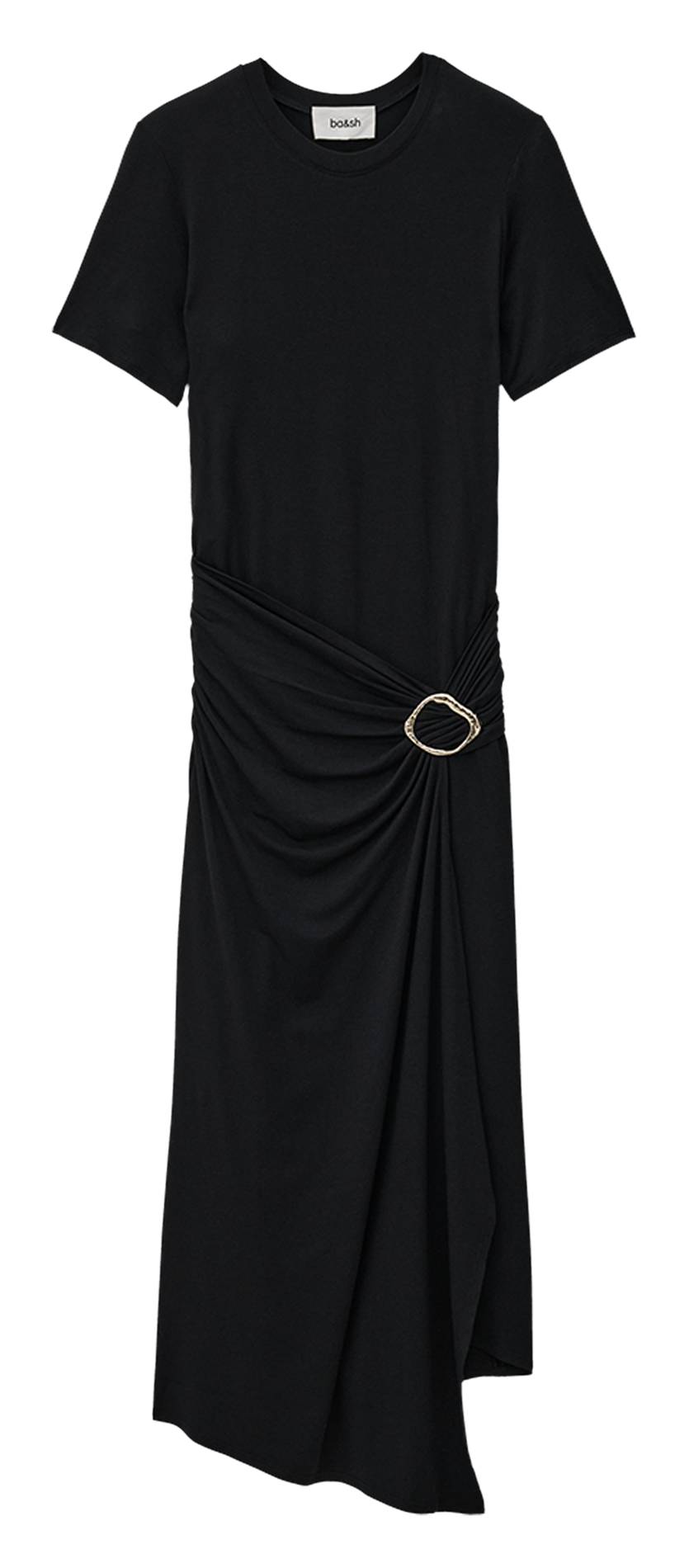 Midi-jurk met aansluitende pasvorm en effen draperie BA&SH Zwart
