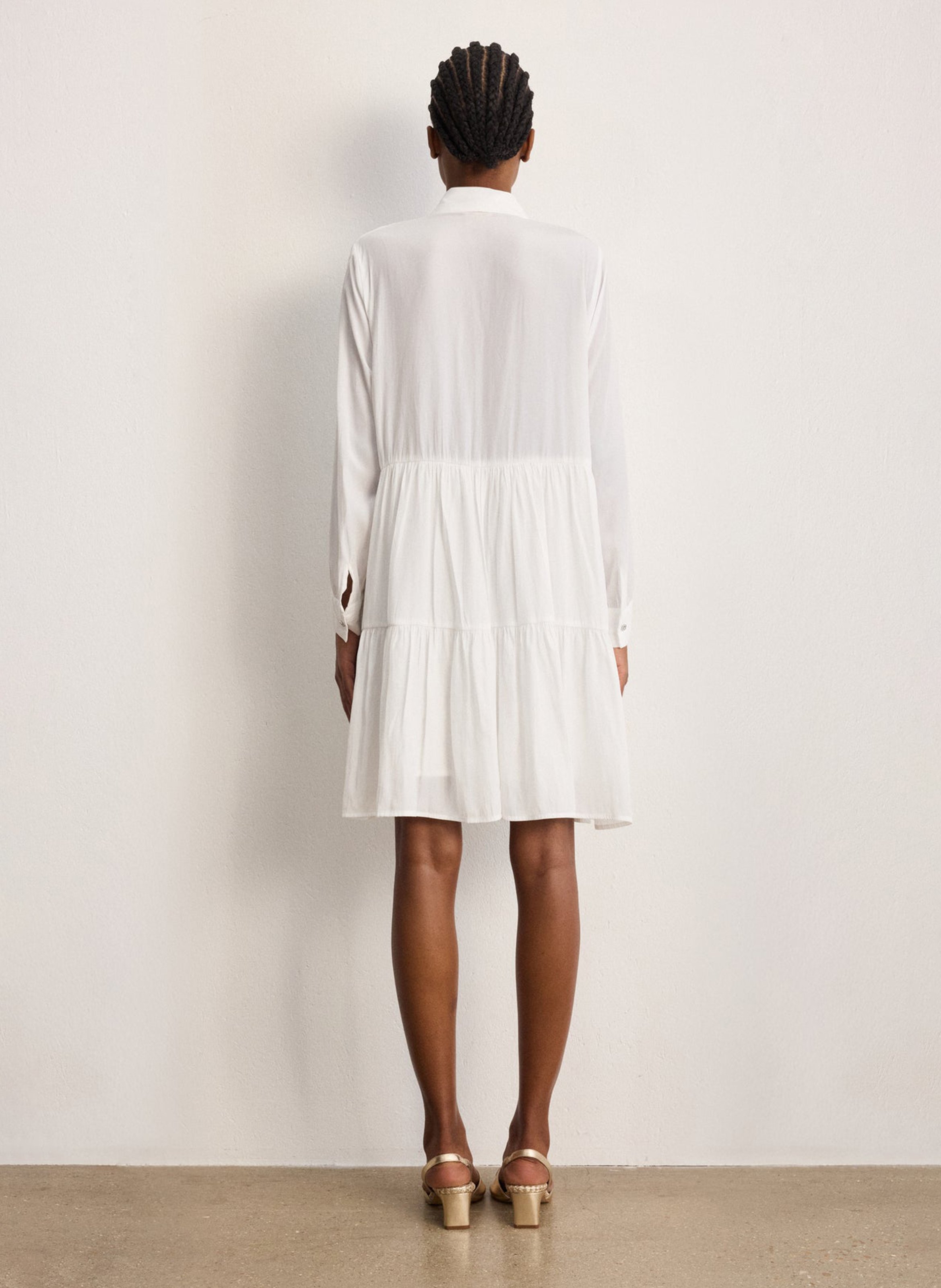 Oversized shirt dress with classic collar PABLO White
