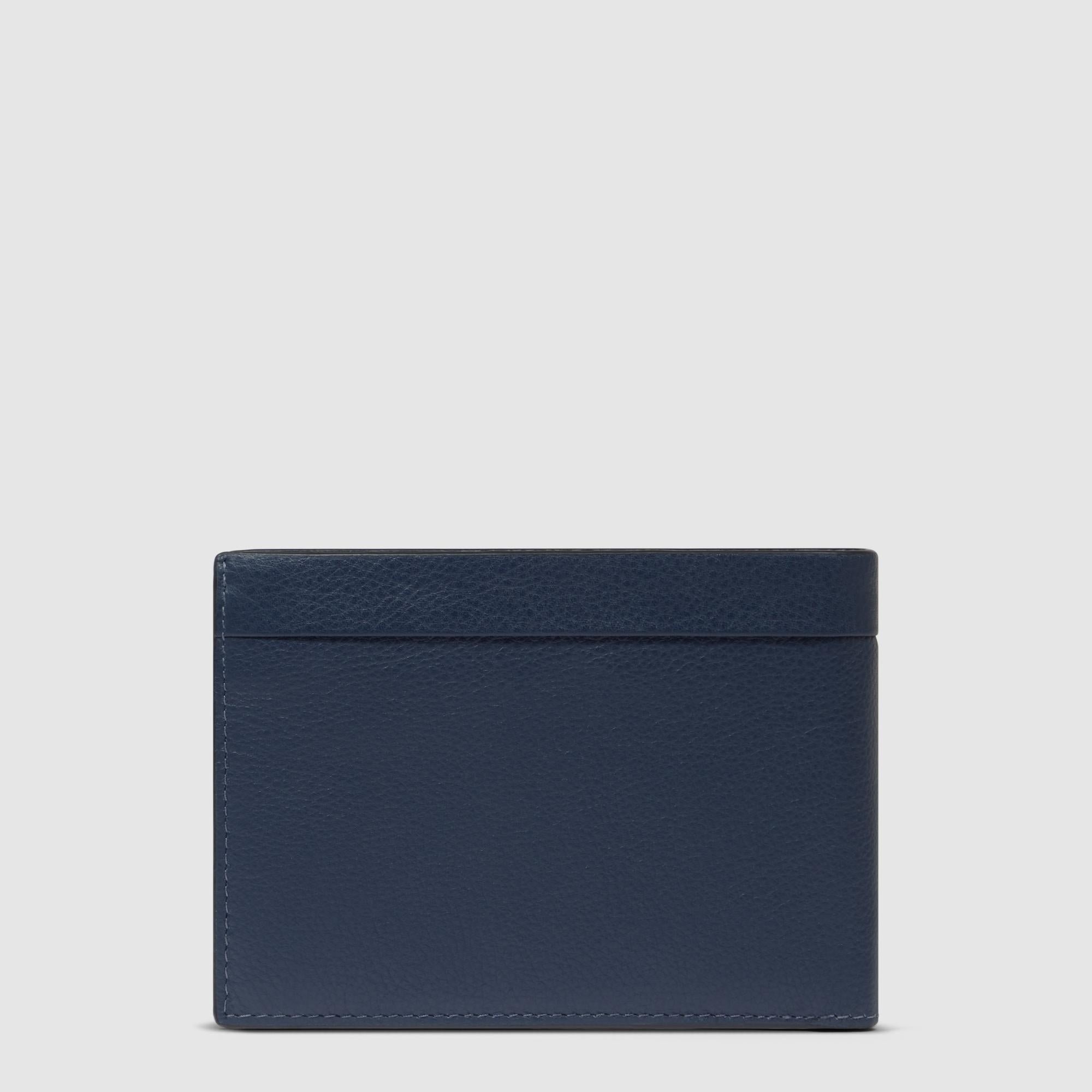 Men's wallet with ID card holder flap PIQUADRO Blue