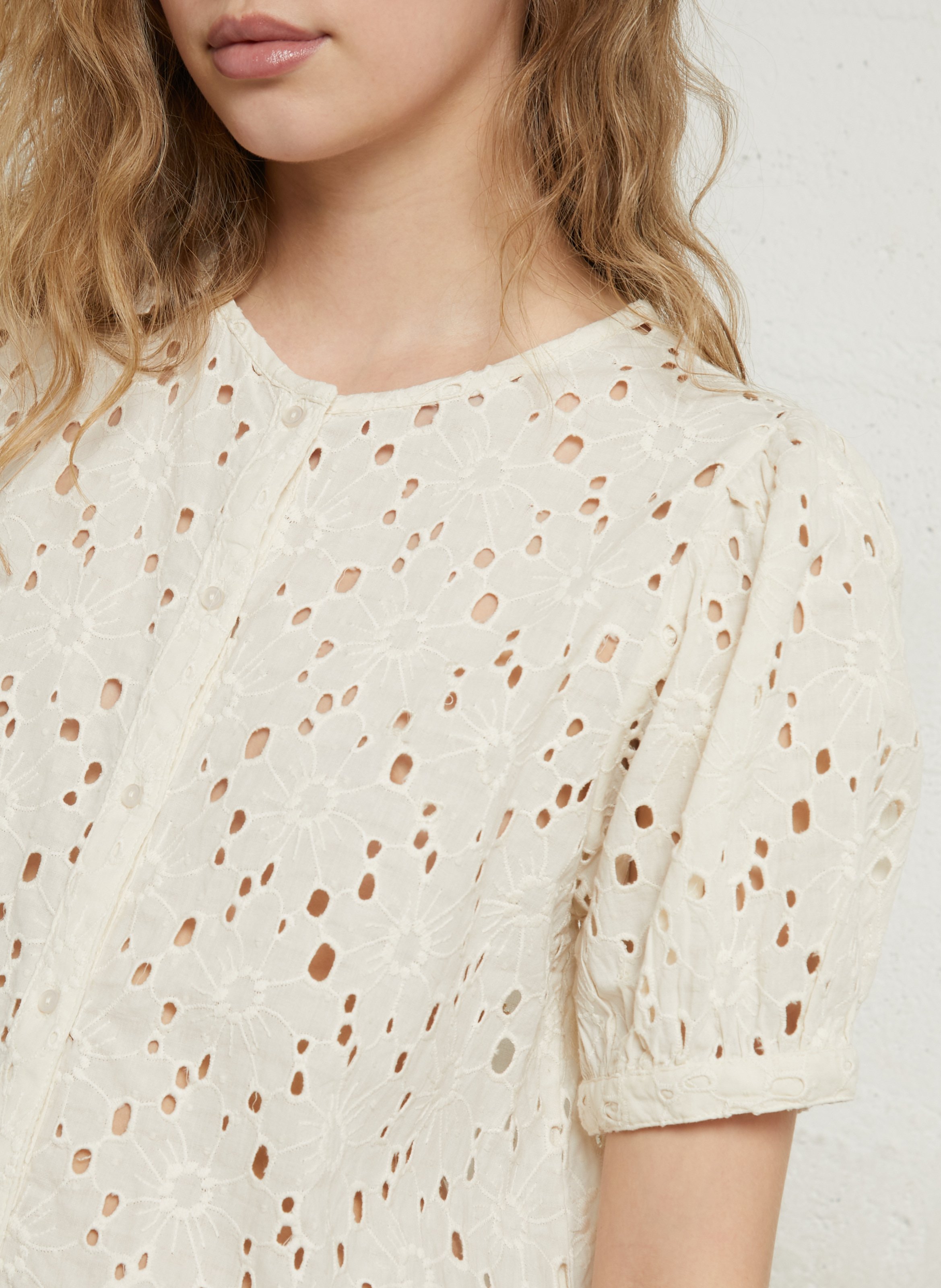 Top col rond en coton SUD EXPRESS Beige