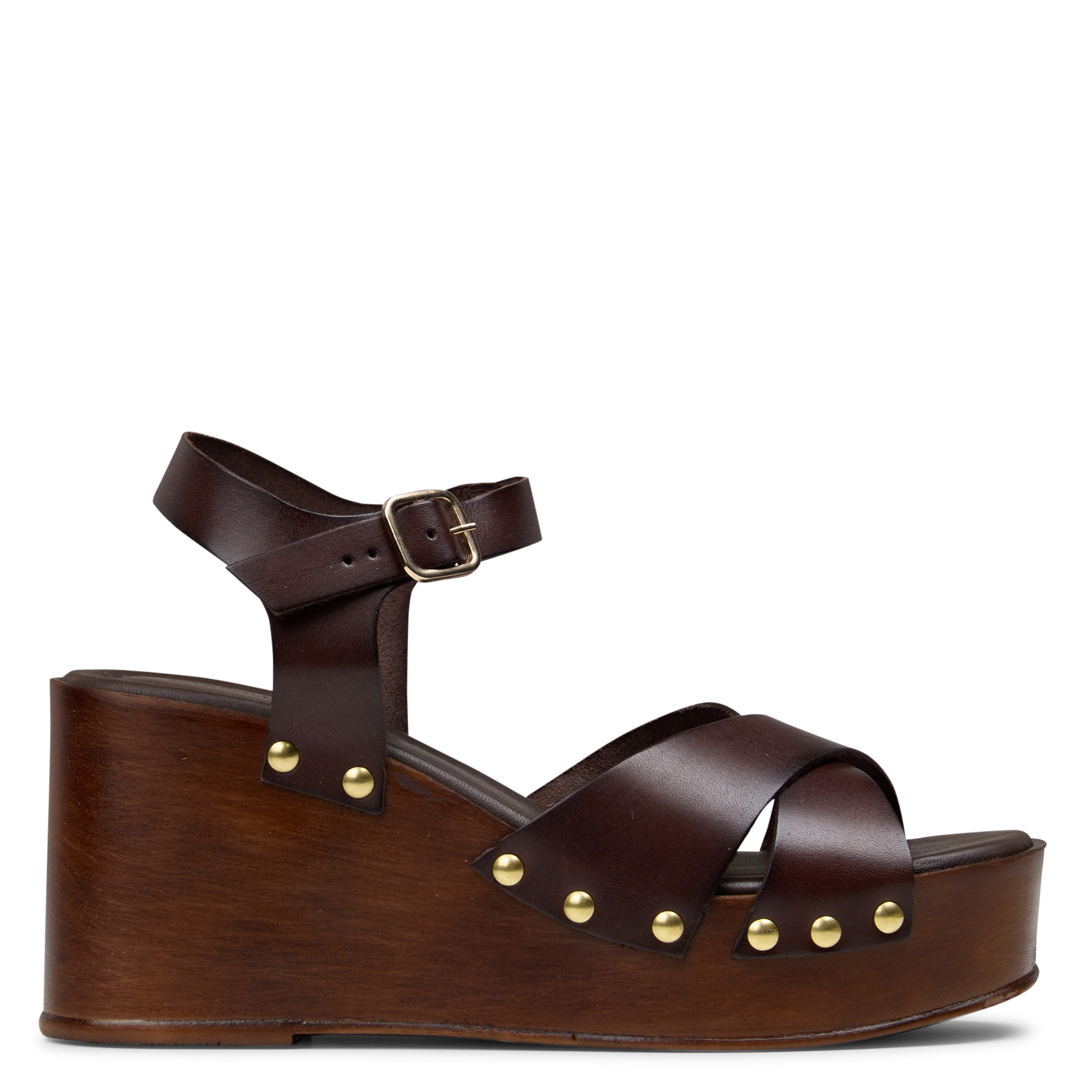 Sandalias de cuña con tiras de cuero MELLOW YELLOW Marron