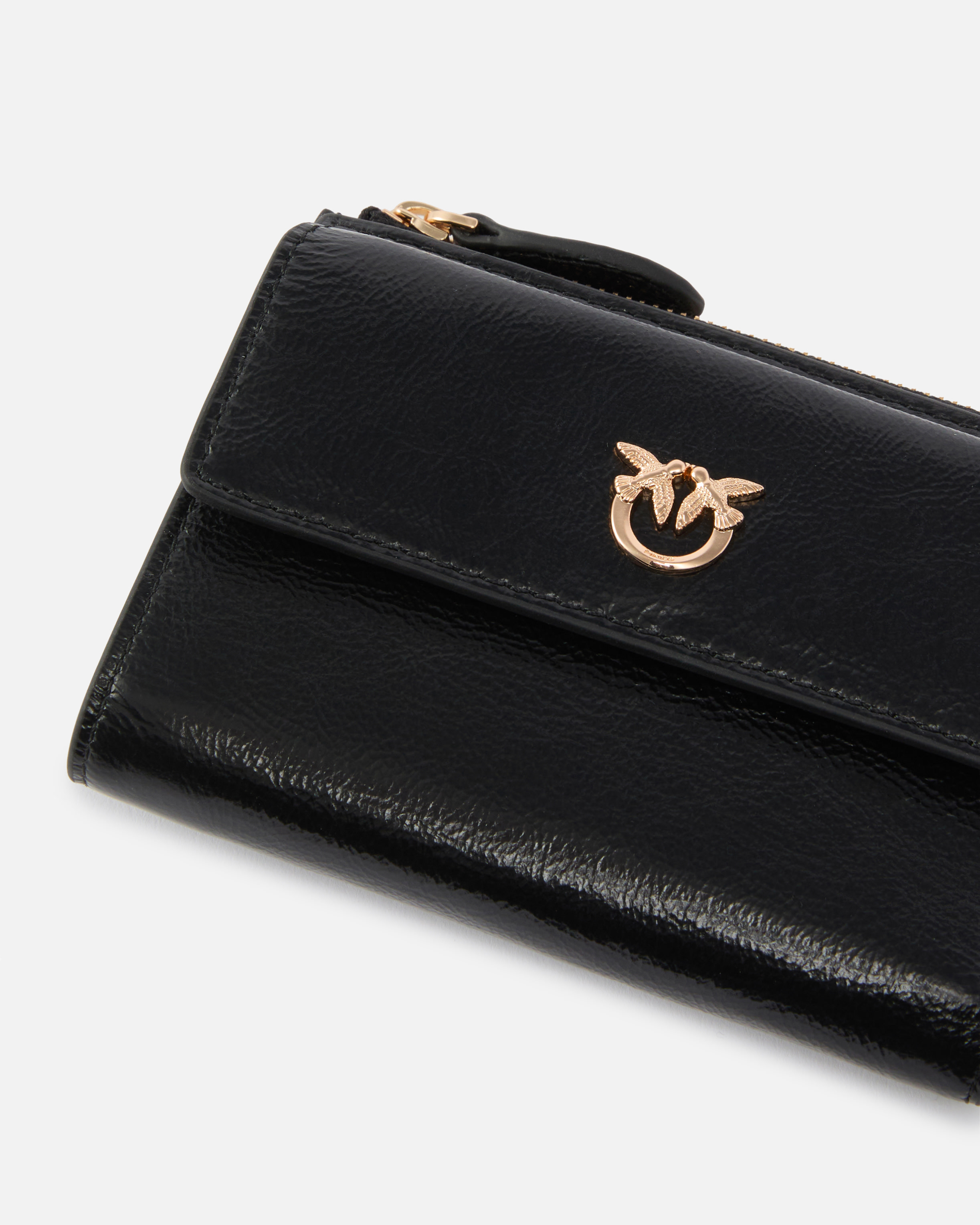 Petit portefeuille compact en cuir brillant à logo Multicolore