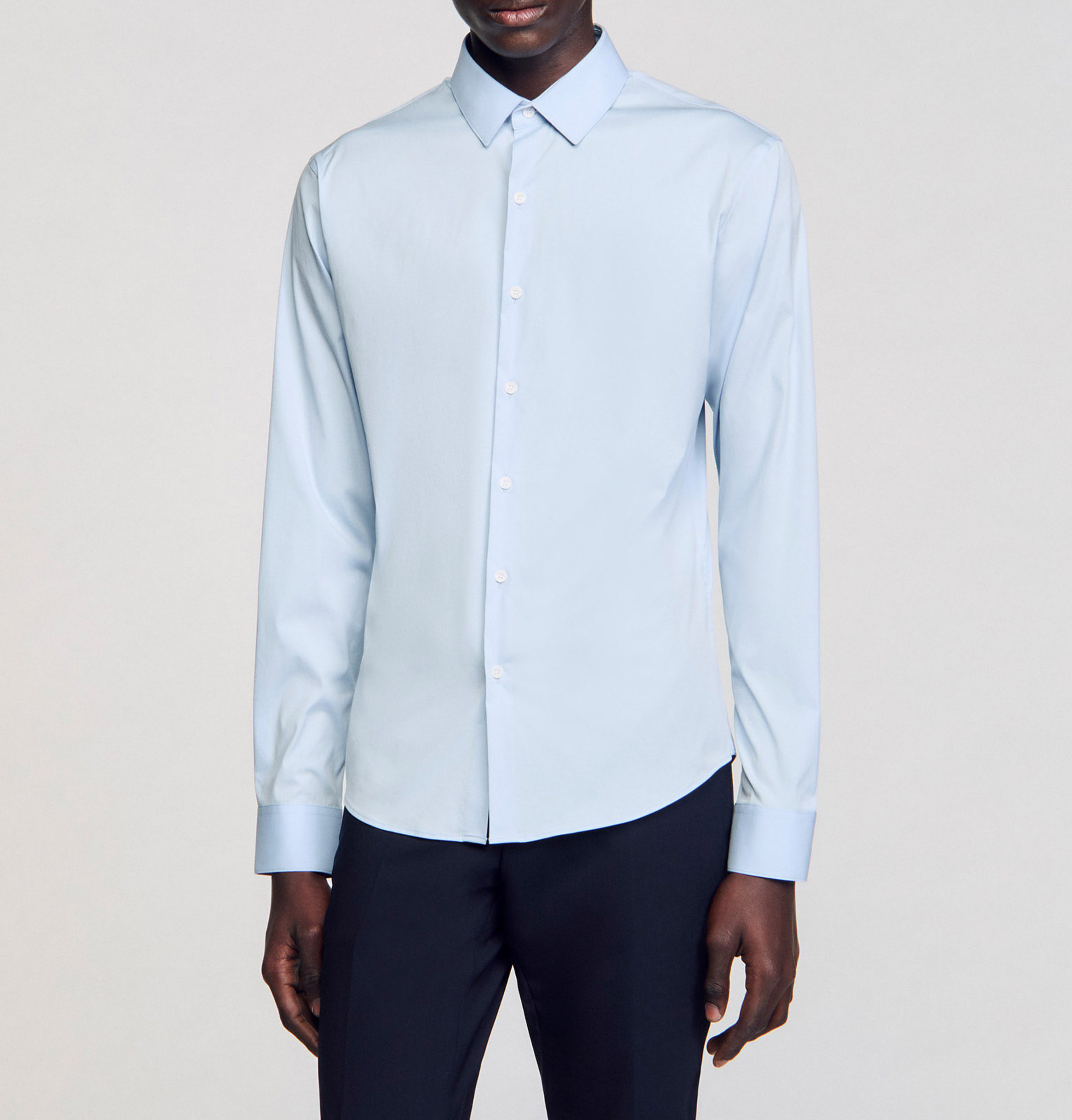 Chemise slim-fit en coton stretch SANDRO Bleu