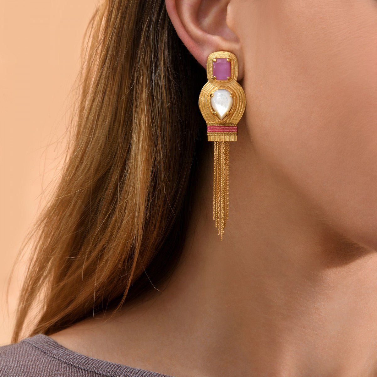 Clip-on earrings   gold-plated SATELLITE PARIS Pink