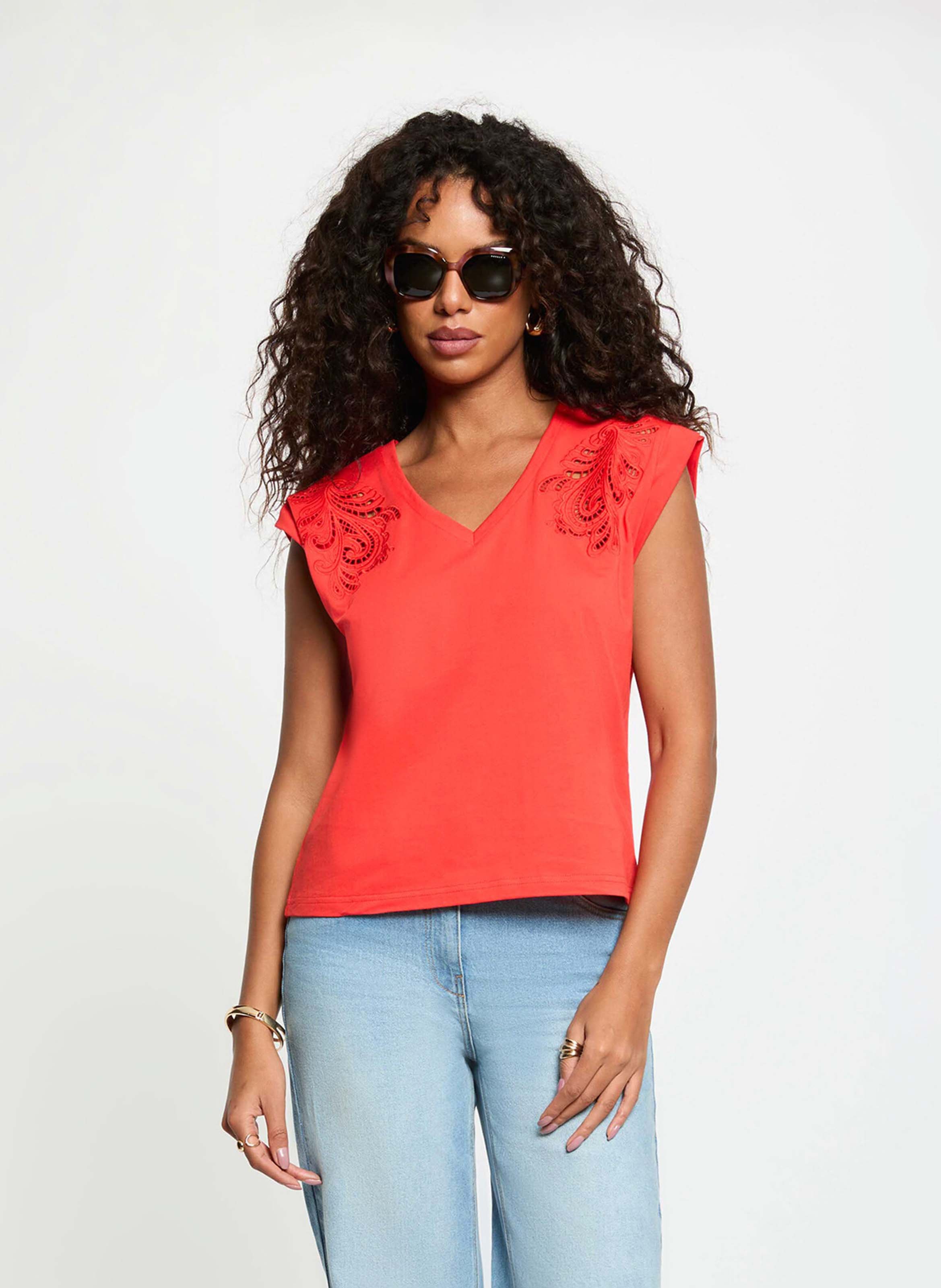 V-neck T-shirt MORGAN Red