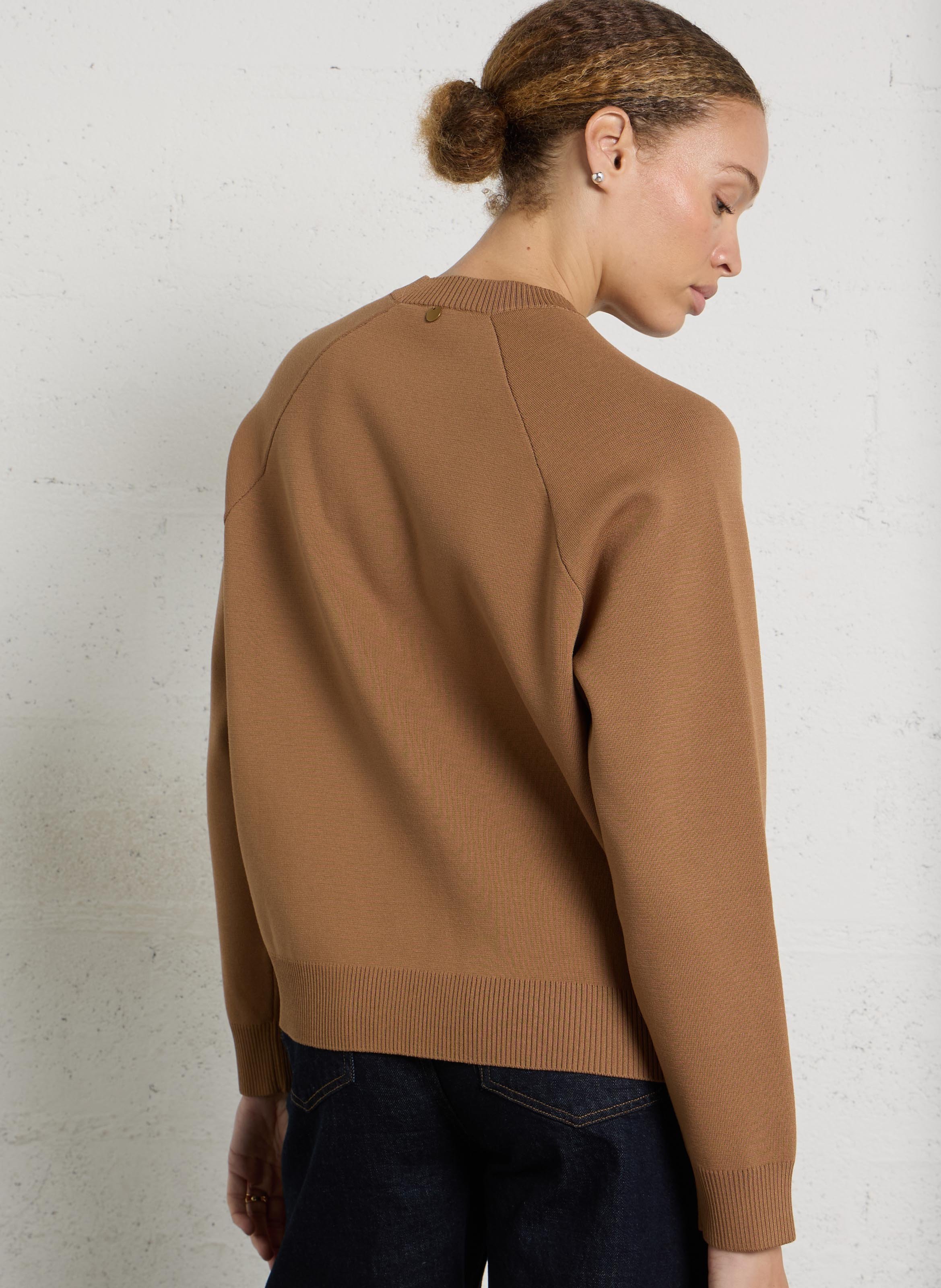 Strick-Mix-Pullover mit Stehkragen LIU JO Braun