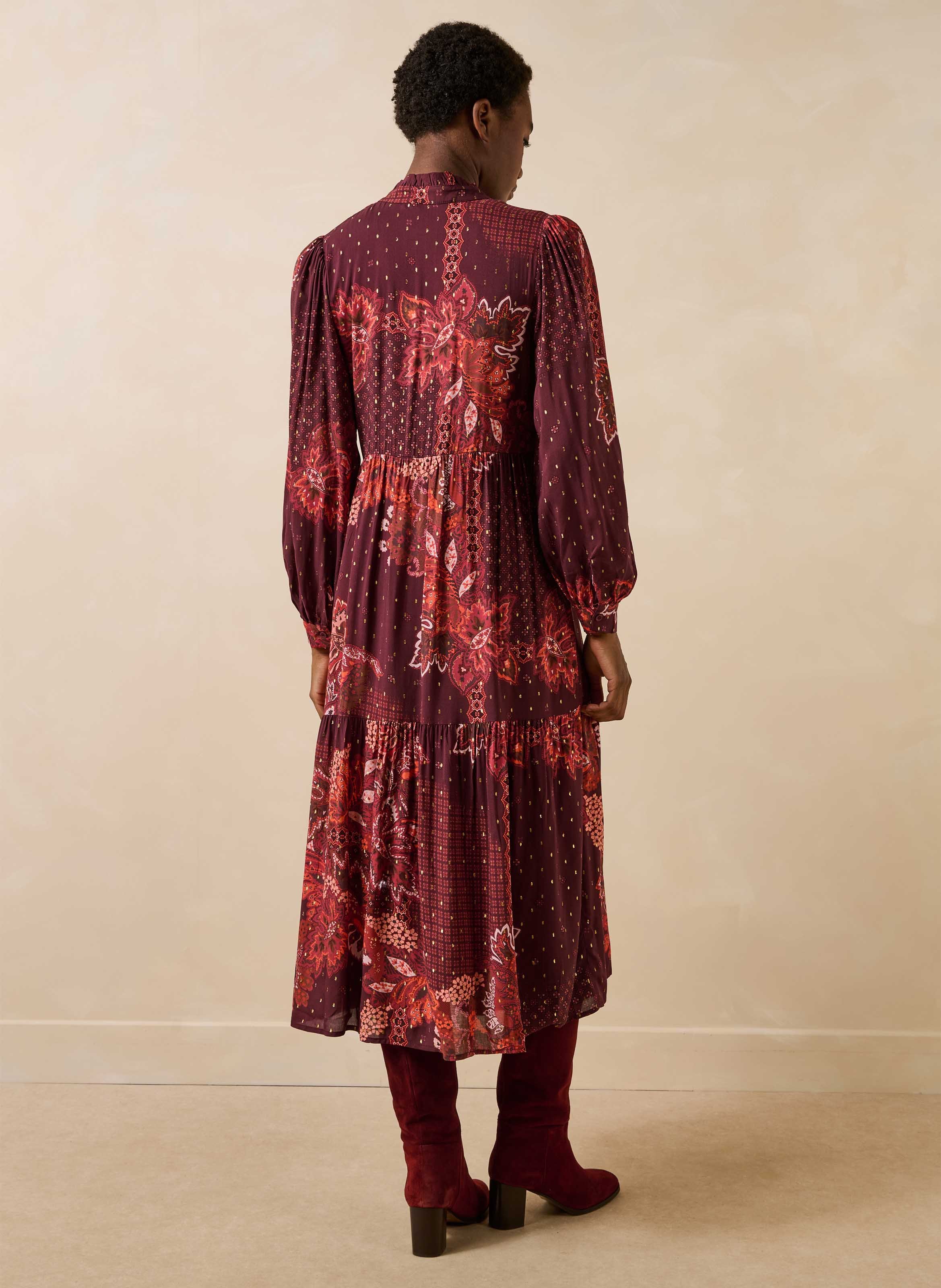 Robe ample col tunisien à imprimé LA FEE MARABOUTEE Rouge