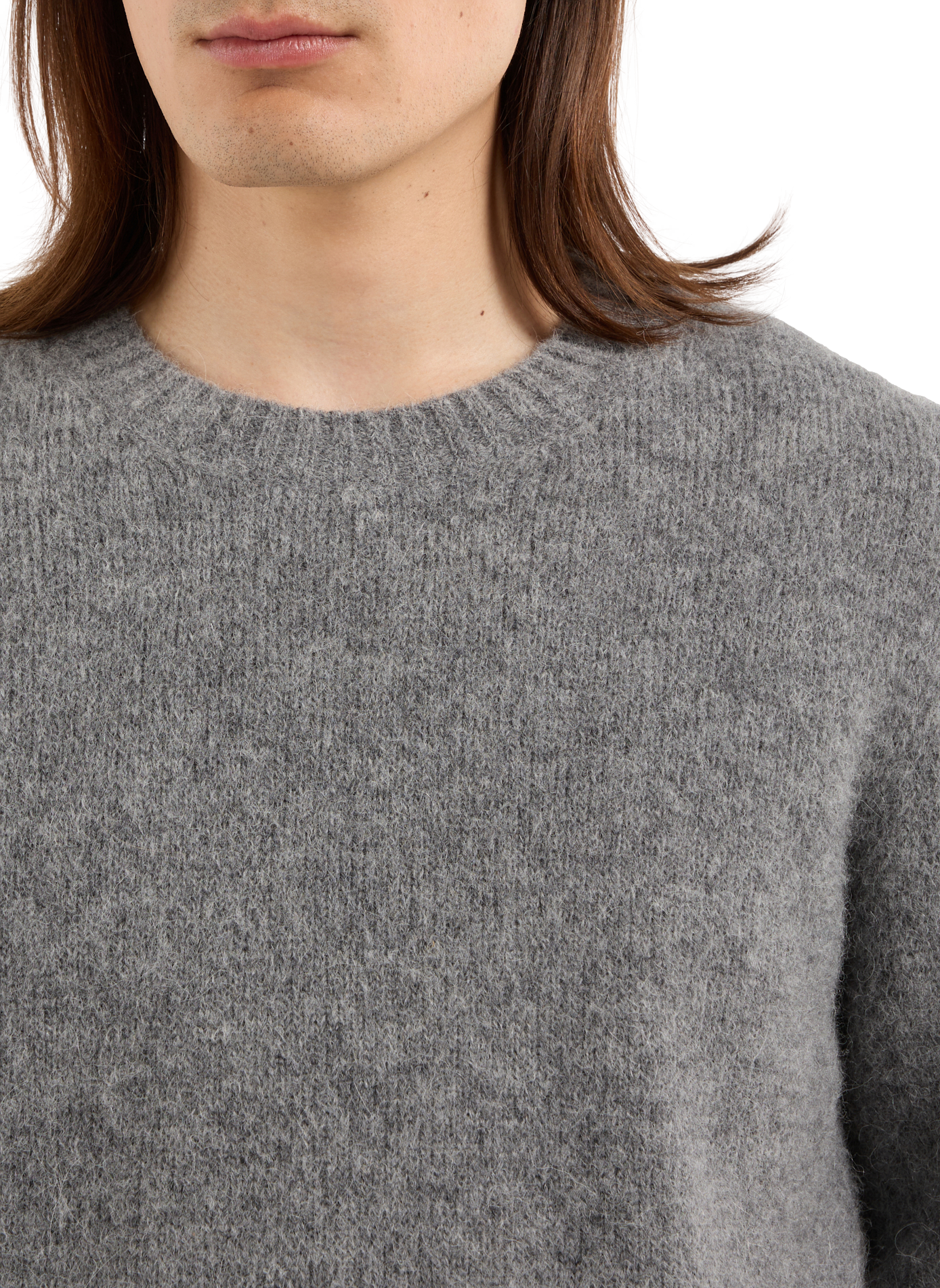 Round-neck alpaca blend sweater. SAISON 1865 Grey