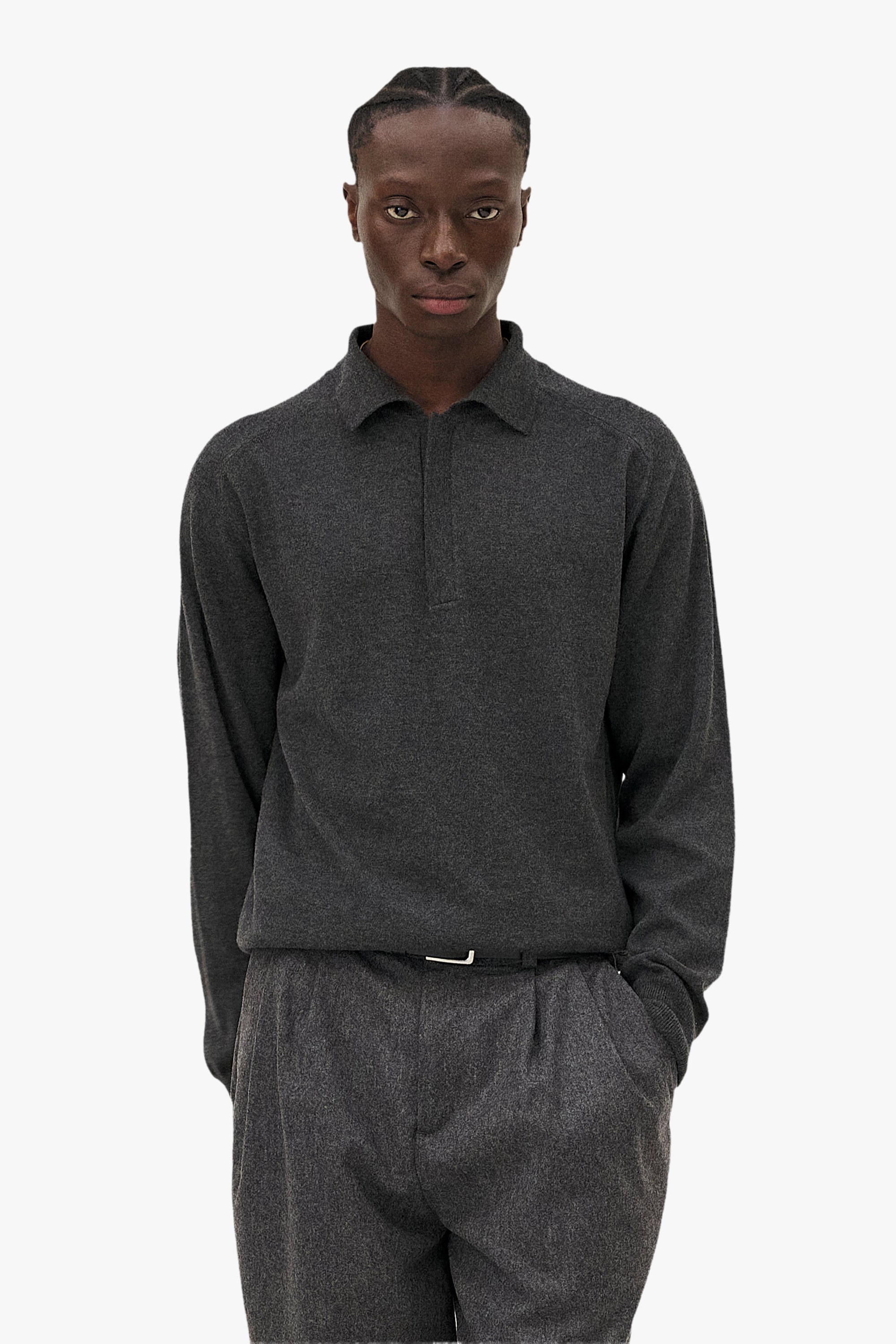 Long-sleeve Polo Hanzo Noyoco Grey