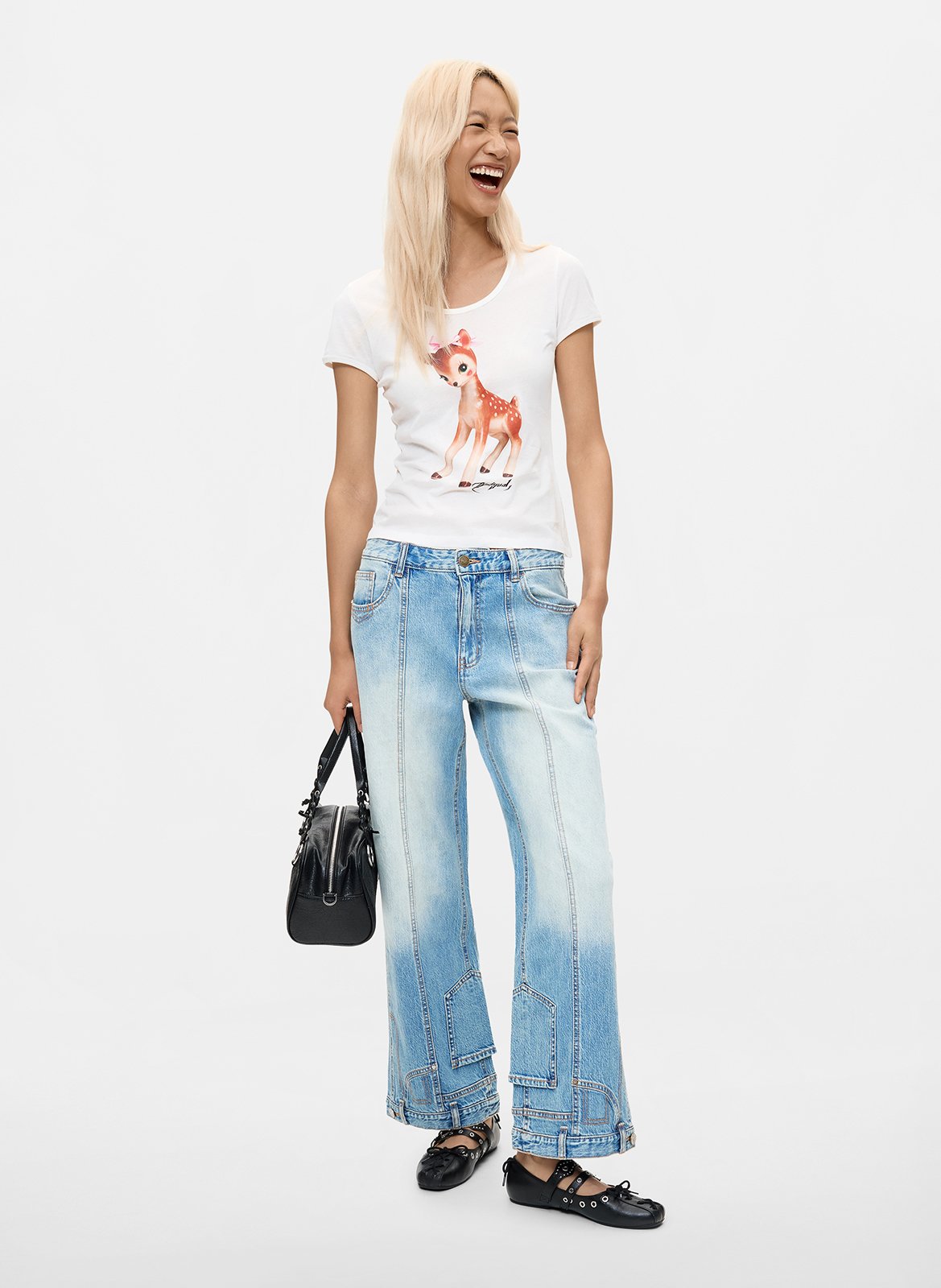 Katoenen T-shirt met ronde hals DESIGUAL Wit