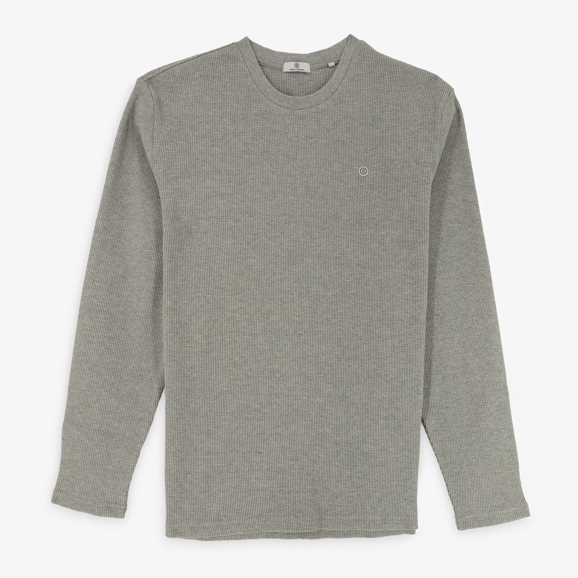 Grey marl waffle cotton Telo long-sleeved T-shirt SERGE BLANCO Grey