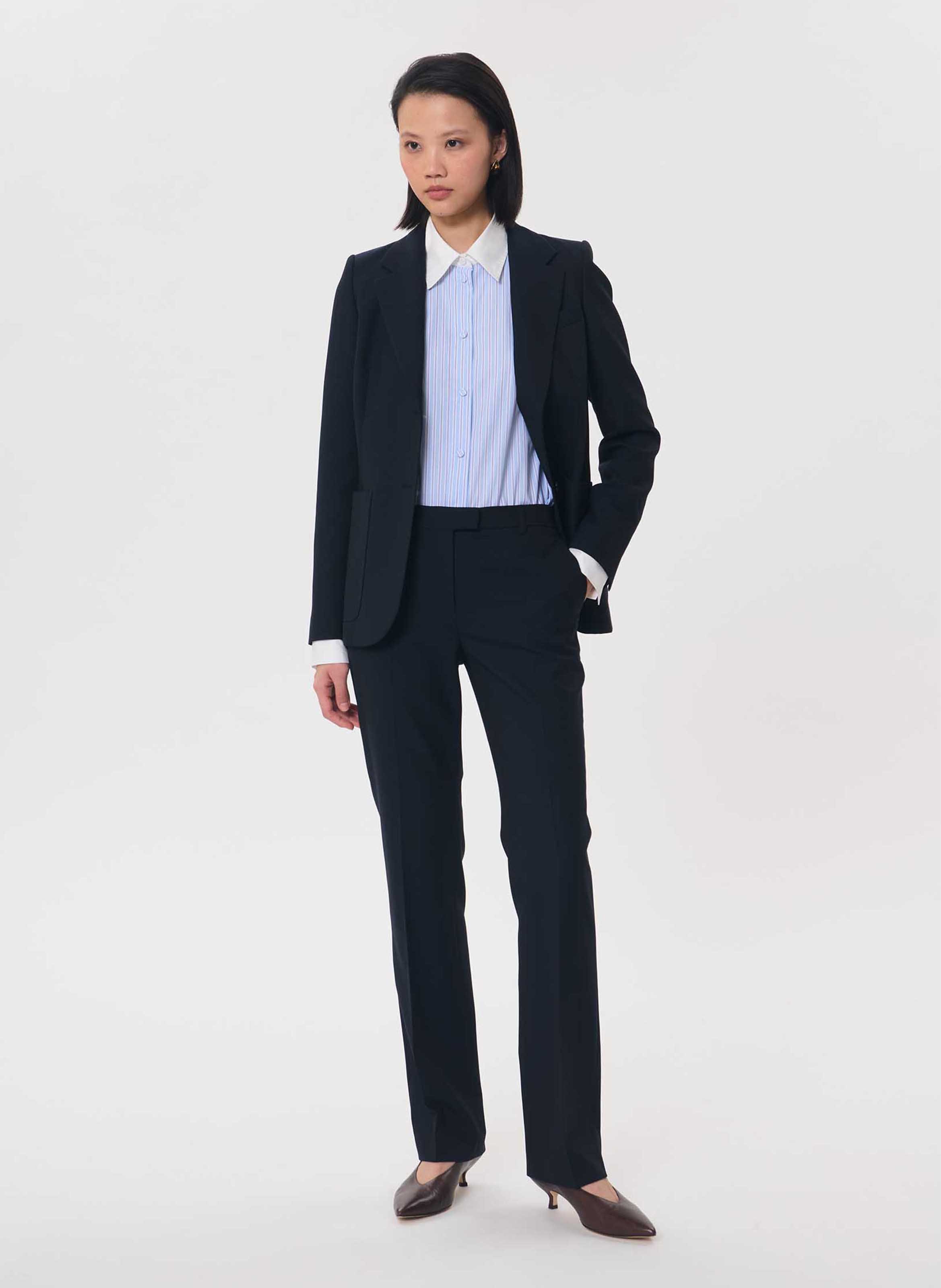 Pantalon droit mi-haute uni | Bleu TARA JARMON Femme