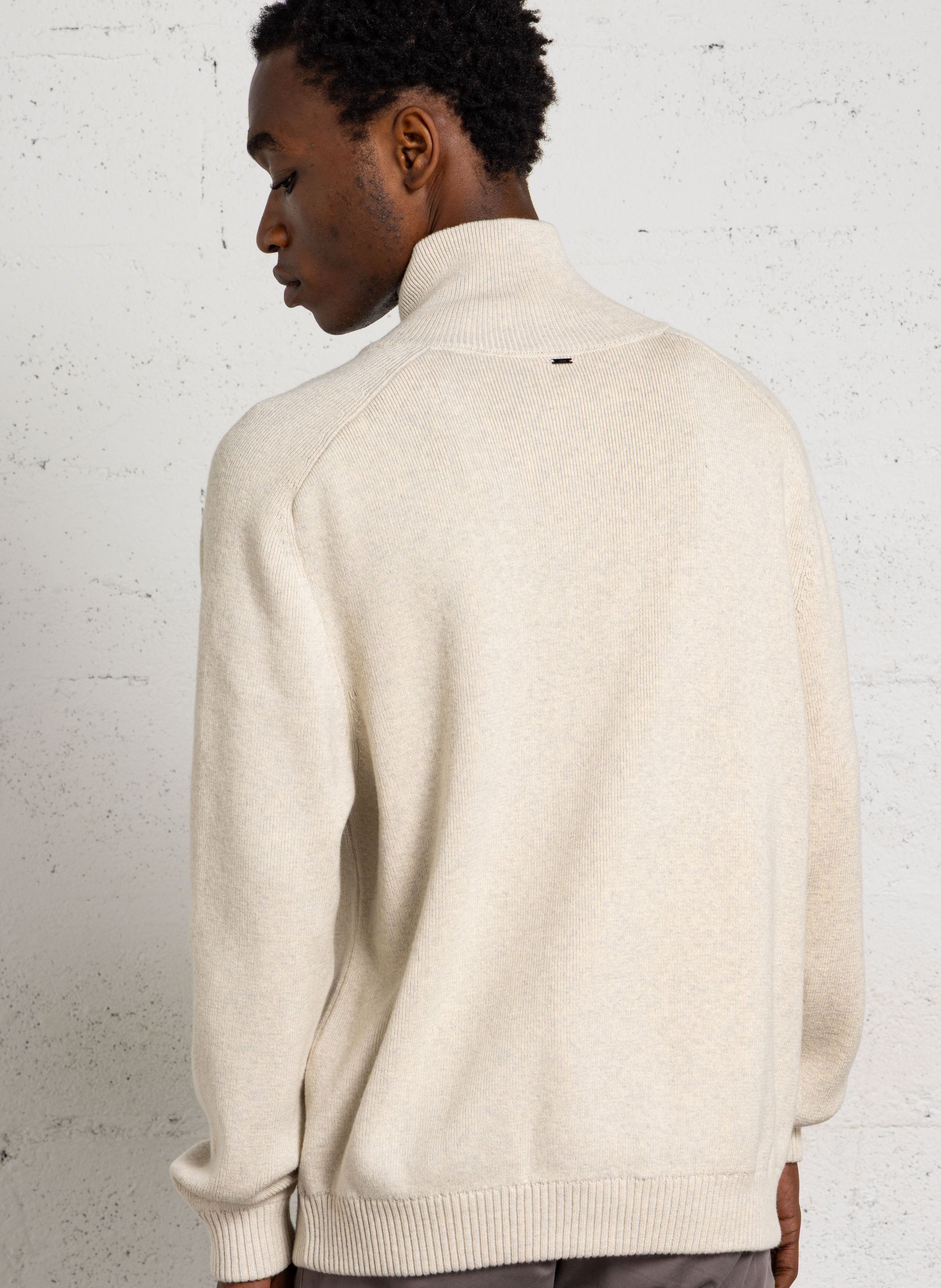Cardigan droit zippé en coton mélangé IKKS Blanc
