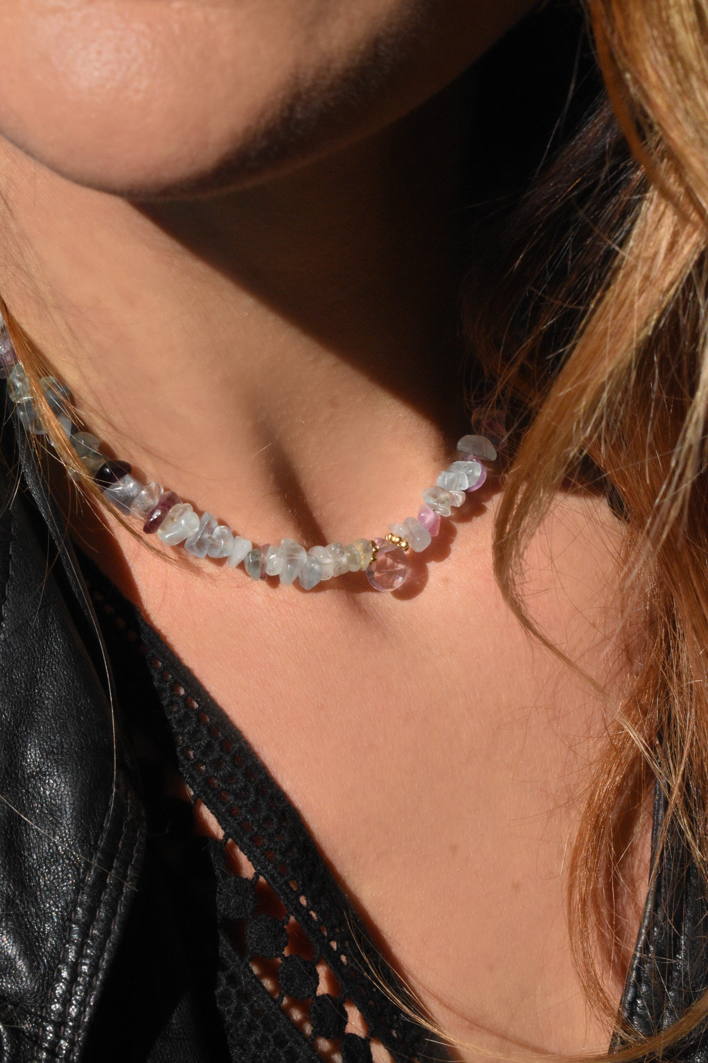 Fluorite and amethyst necklace GINANDGER Purple