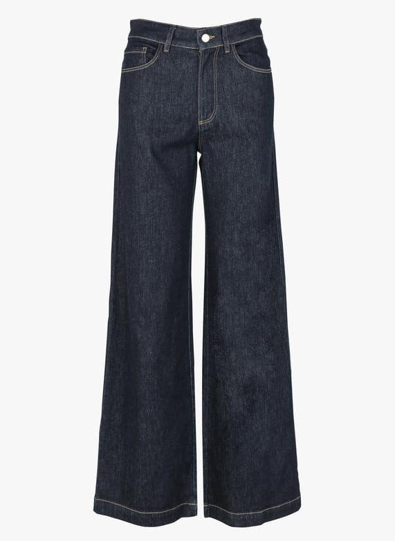 High-Waisted flare jeans in stretch cotton Bleu marine I code