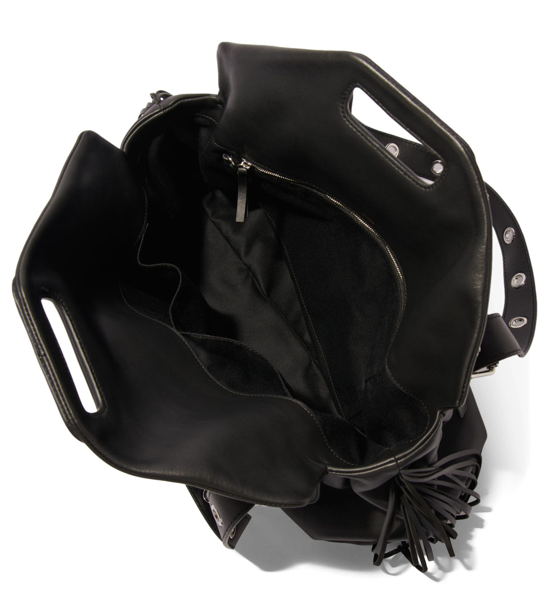 Grand sac shopping en cuir MAJE Noir