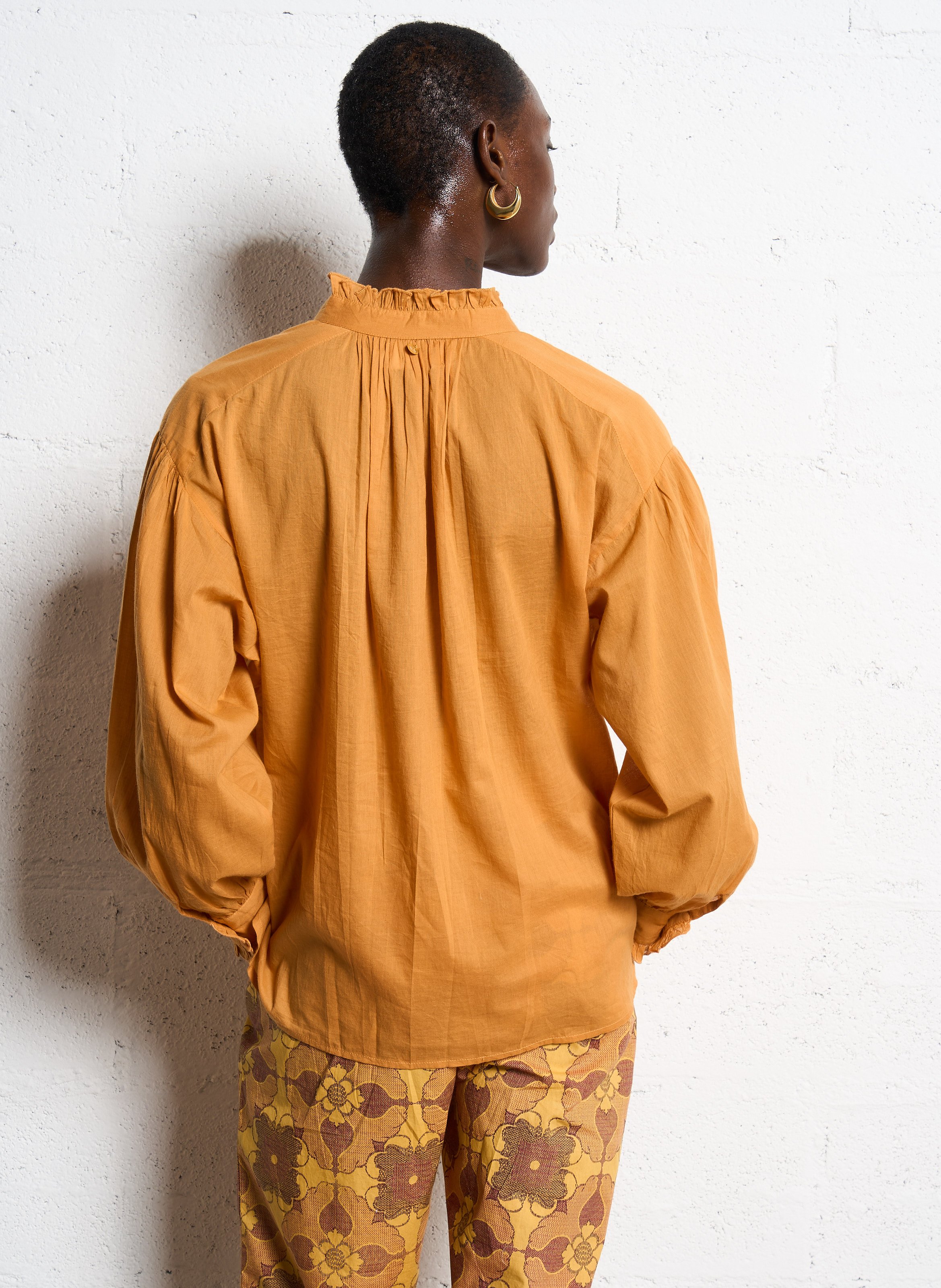 Baumwollbluse mit Stehkragen ANTIK BATIK Braun