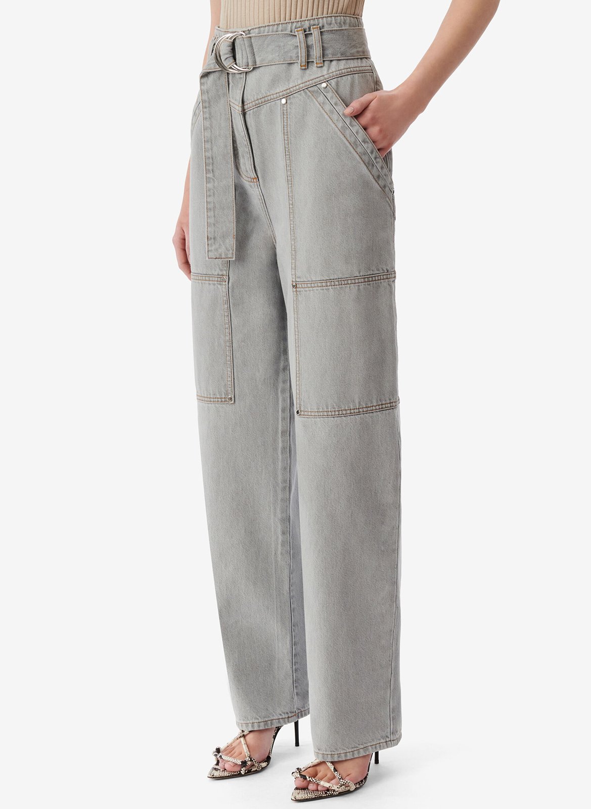 Cotton straight jeans IRO Grey