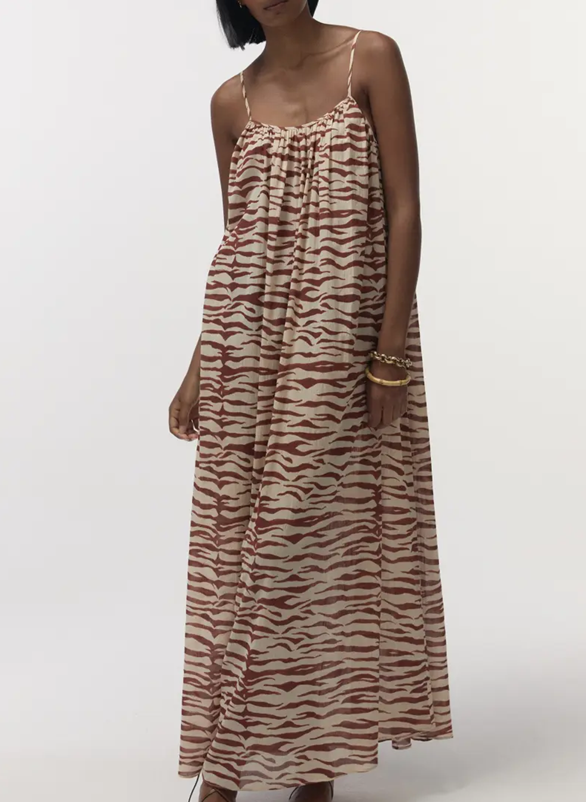 Robe longue ample zébrée  LOVE STORIES Blanc