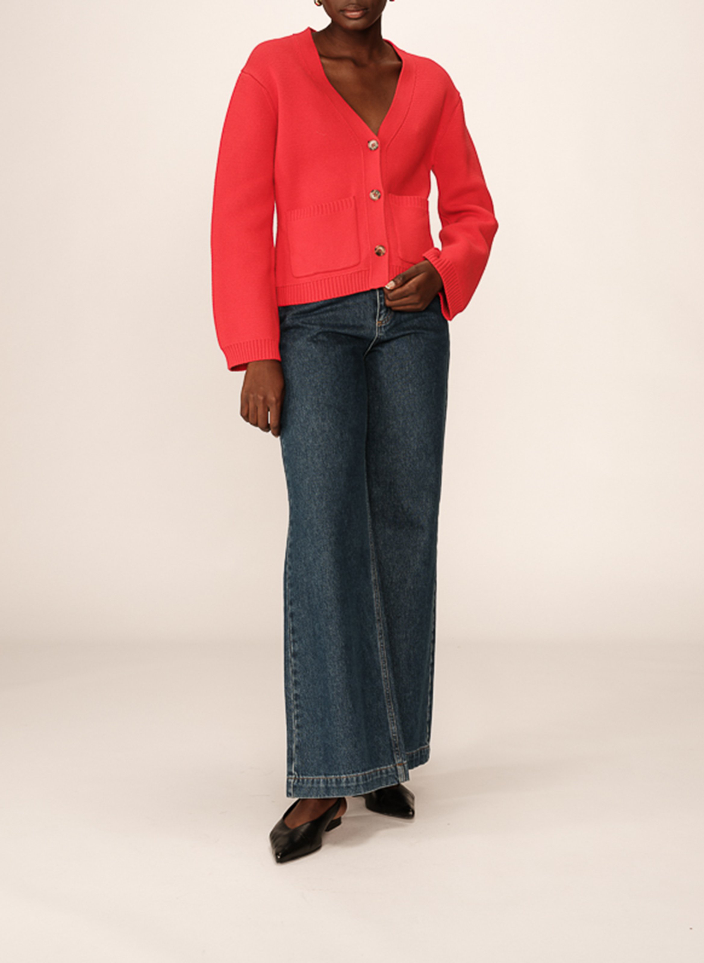 Buttoned long-sleeve cardigan GRACE ET MILA Red