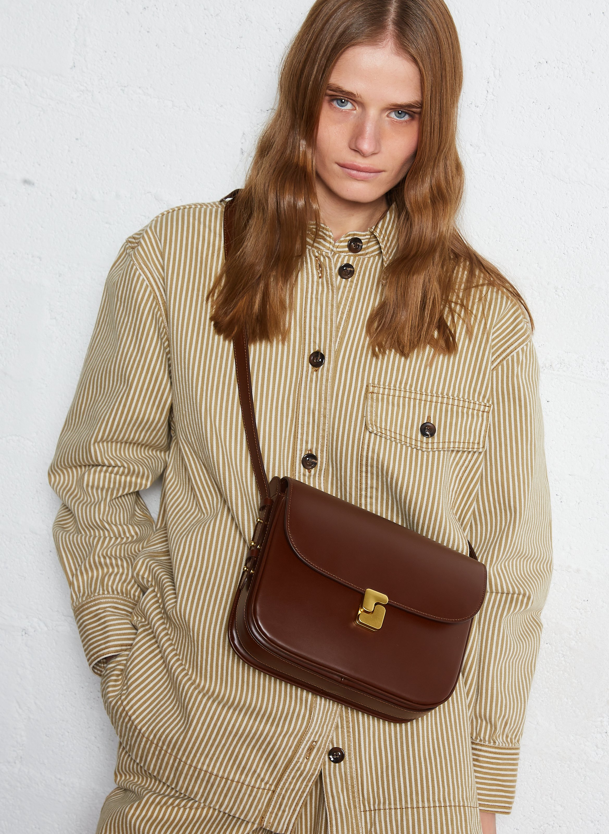 Dori leather shoulder bag SOEUR Brown