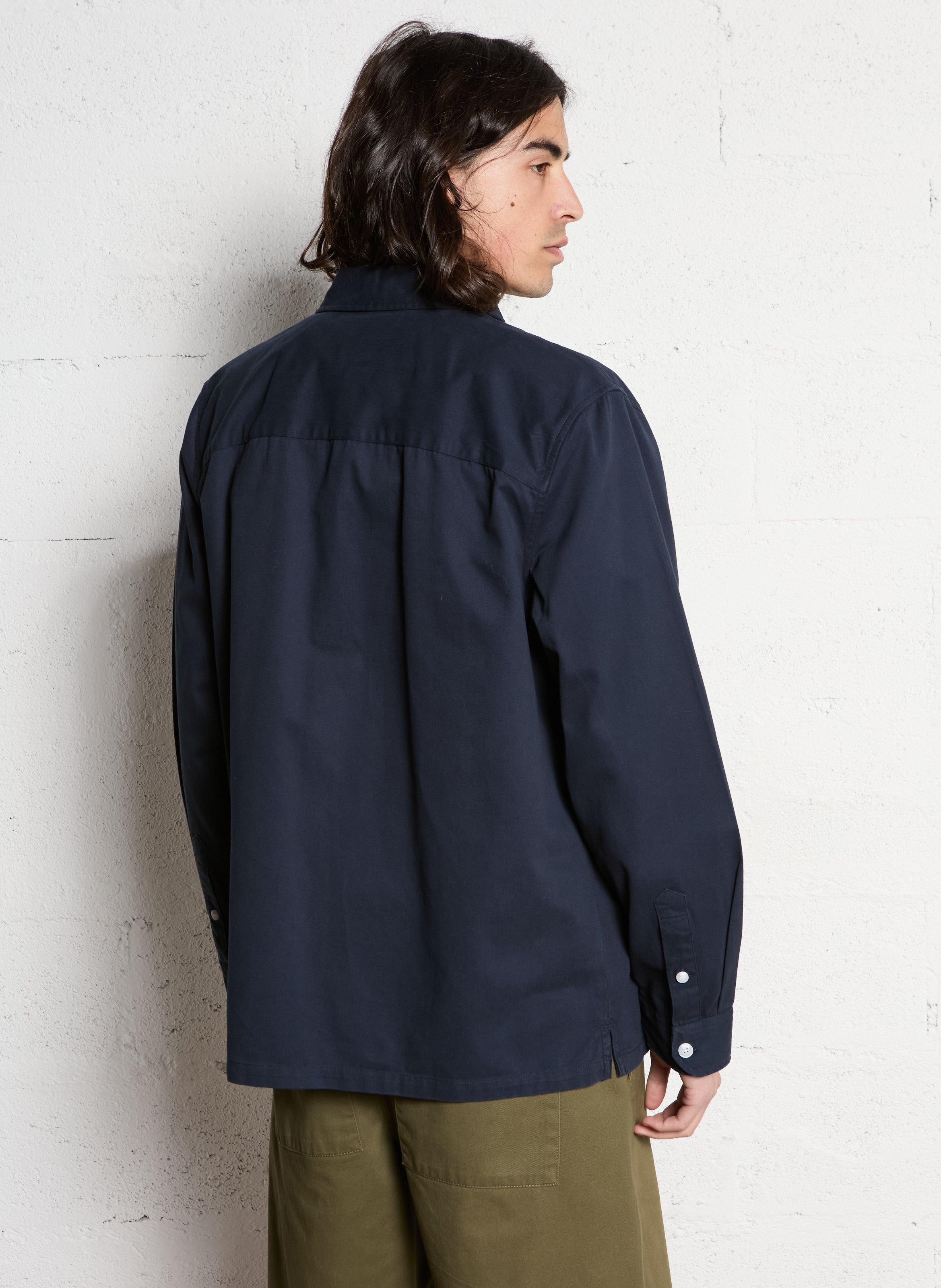 Straight-cut cotton overshirt FARAH Blue