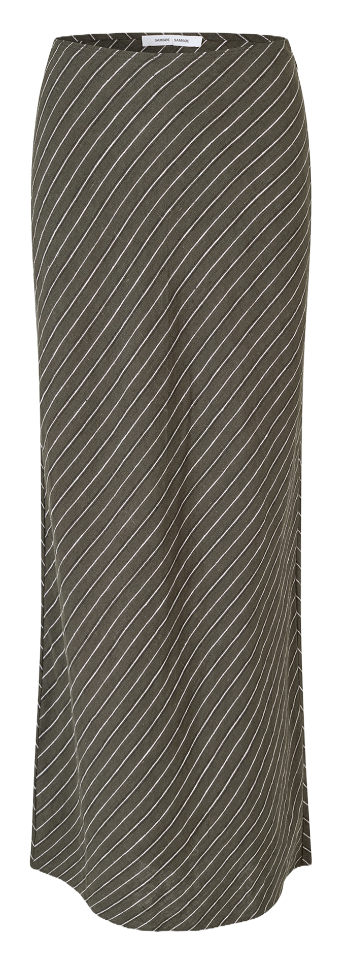 Gestreepte lange linnen rok SAMSOE SAMSOE Kaki