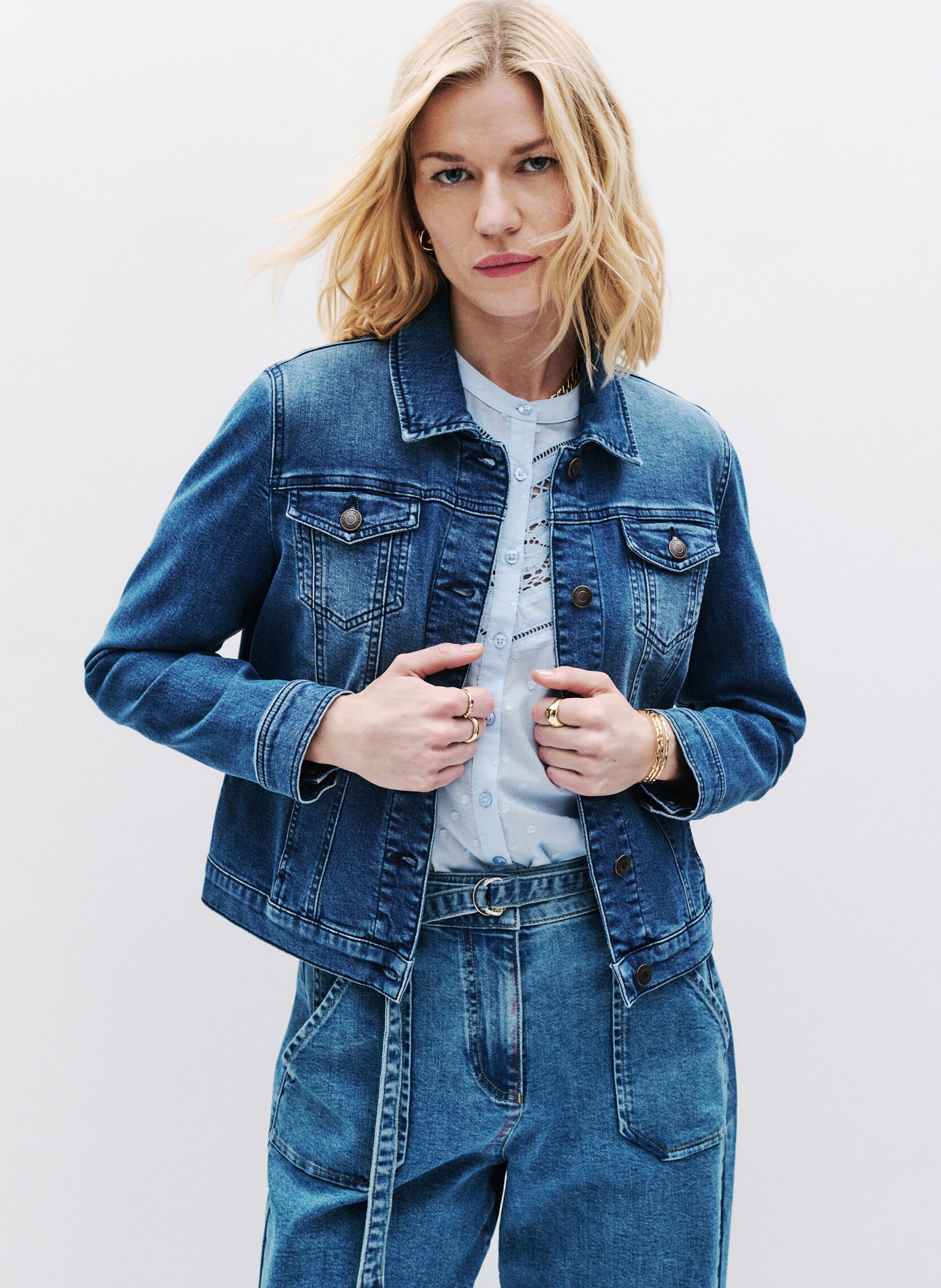 Denim jacket with classic collar CAROLL Blue
