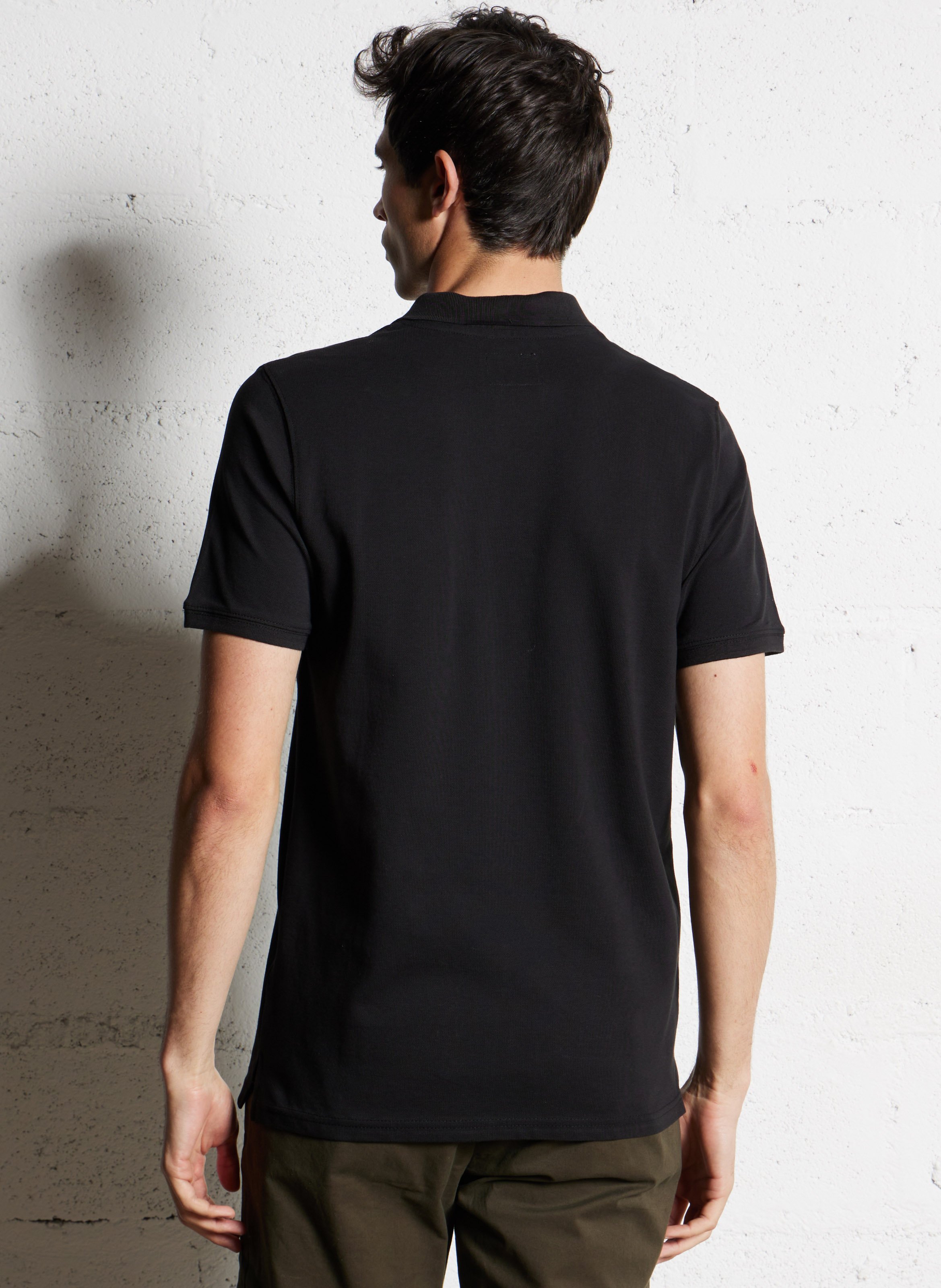 Polo droit en coton SCHOTT Noir