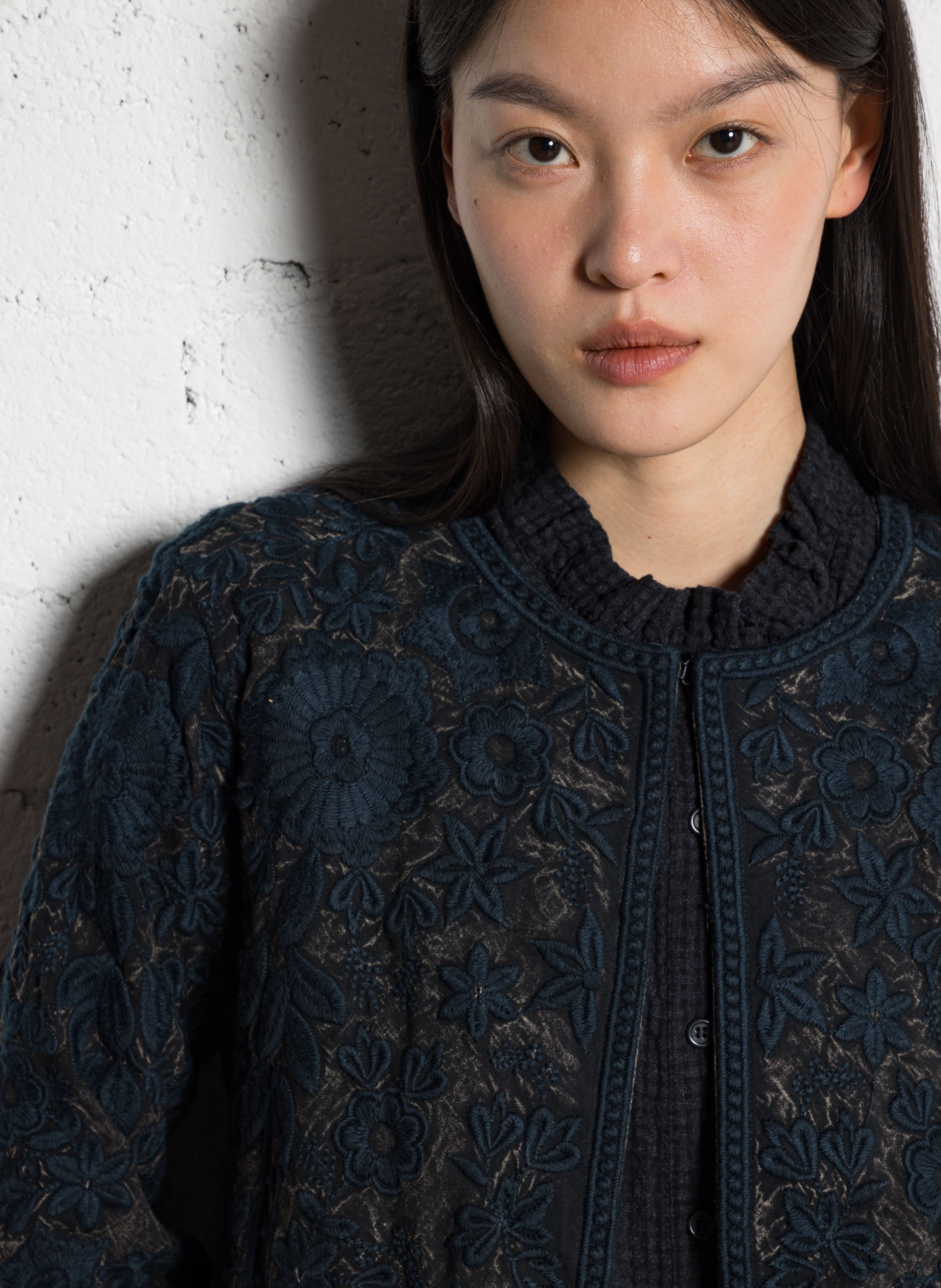 Round-neck embroidered cardigan MAISON HOTEL Blue