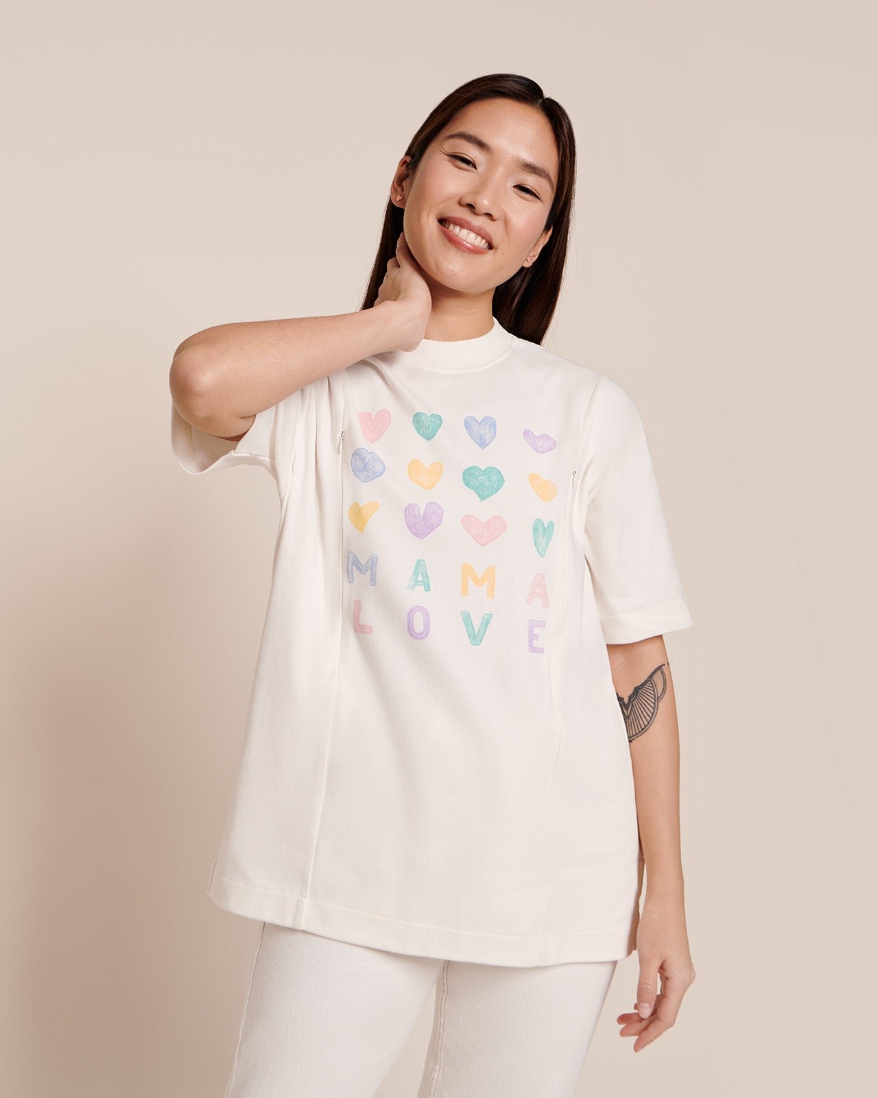 The Mama Love organic cotton nursing t-shirt EMOI EMOI White