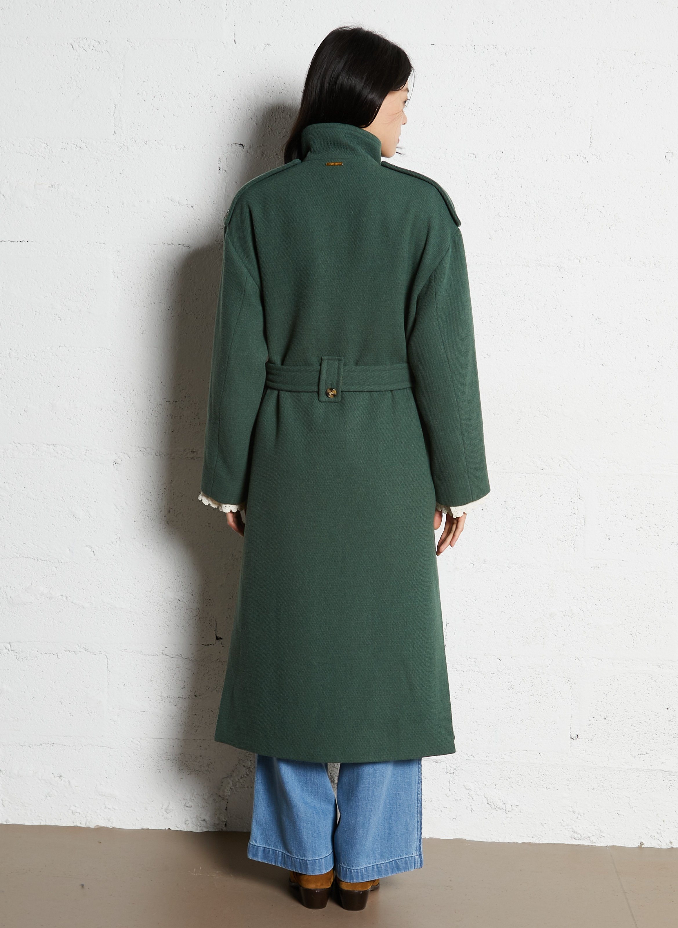 Gerade geschnittener Mantel Grun