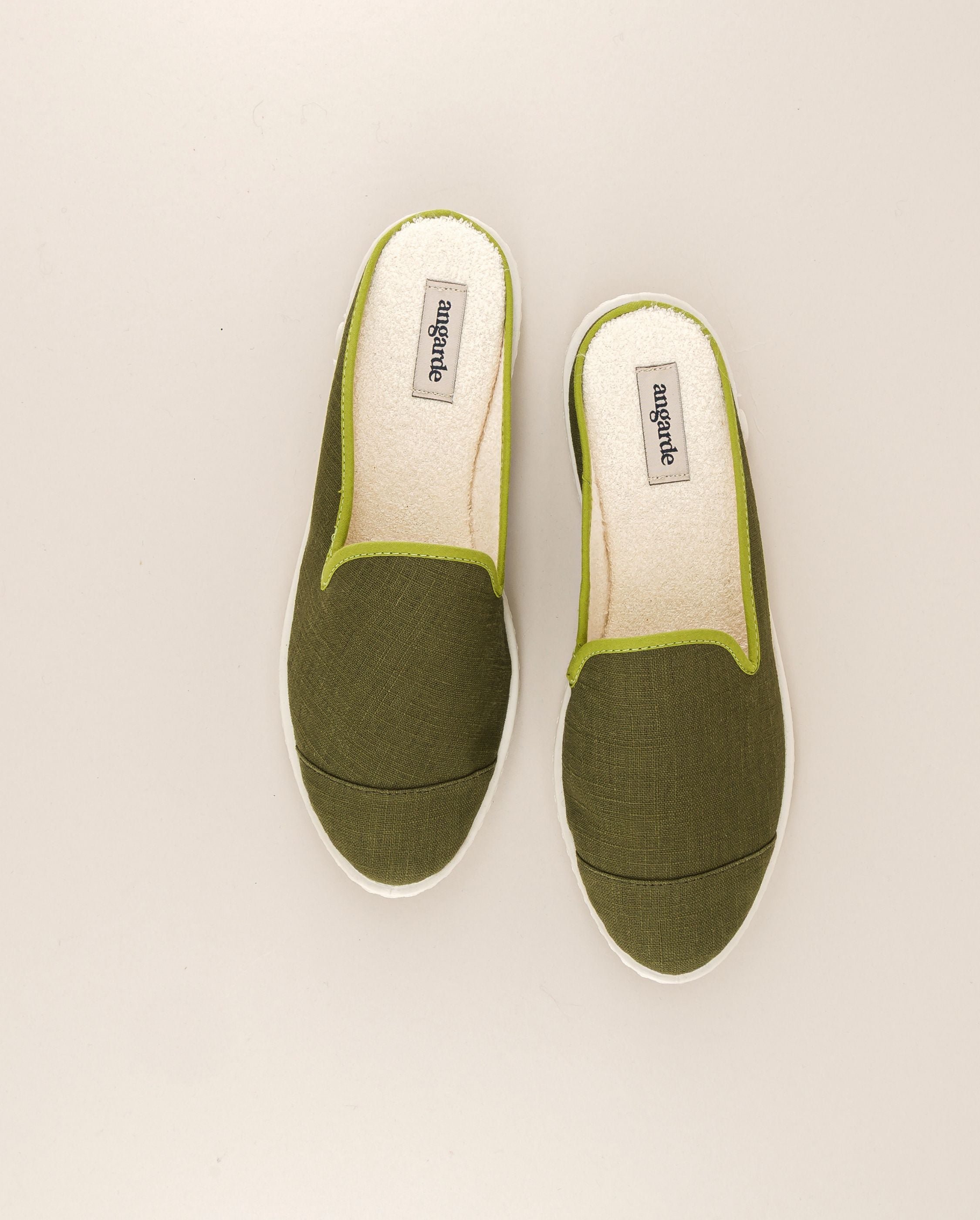 Women's linen mule, pistachio green ANGARDE Green